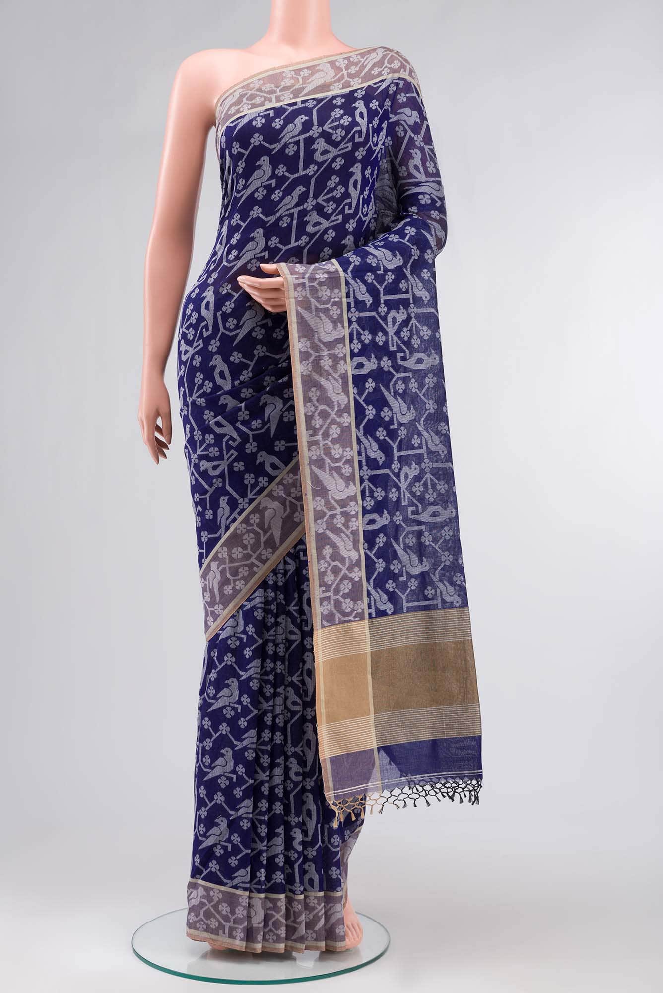 Jamini-Royal Blue Bengal Cotton saree