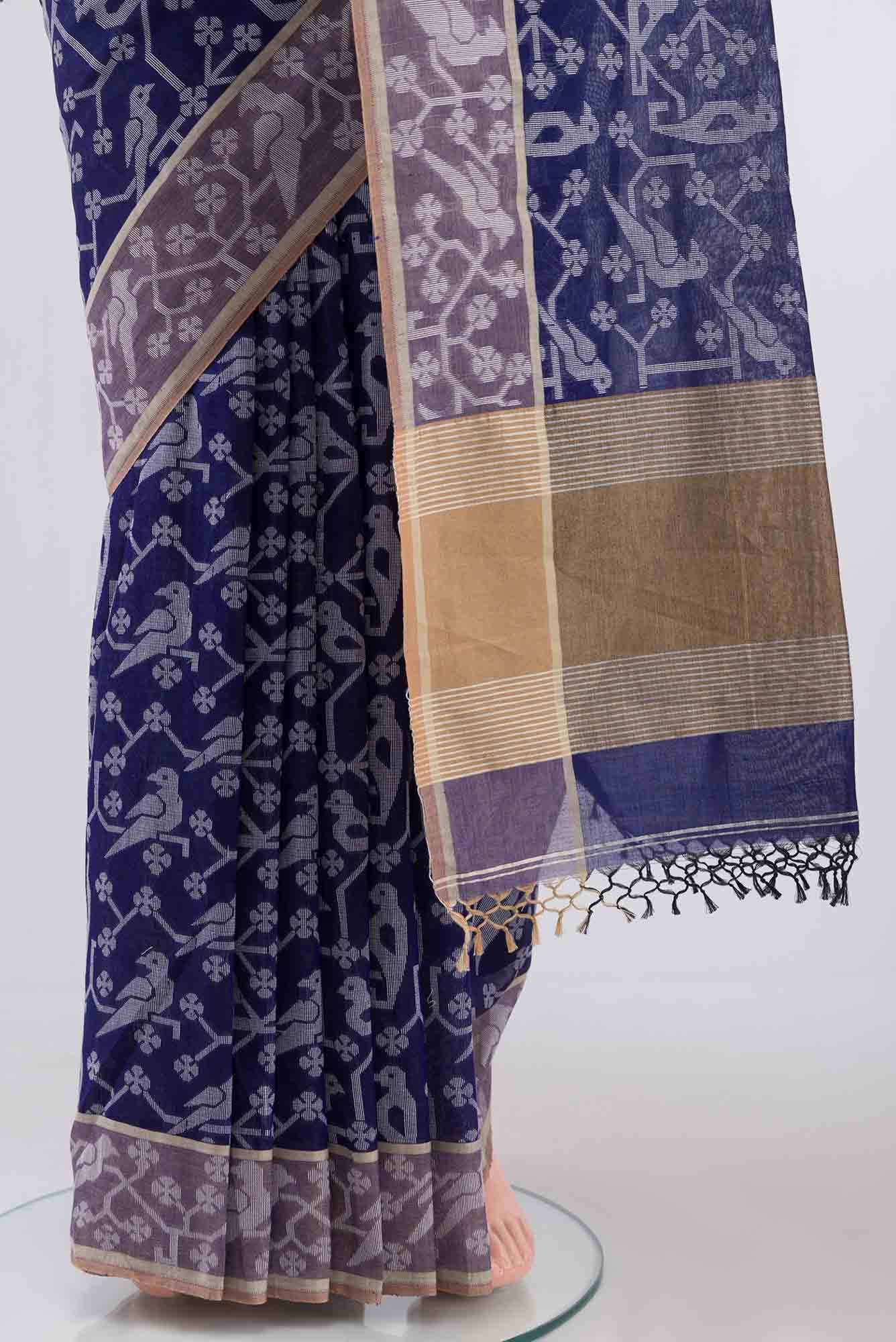 Jamini-Royal Blue Bengal Cotton saree