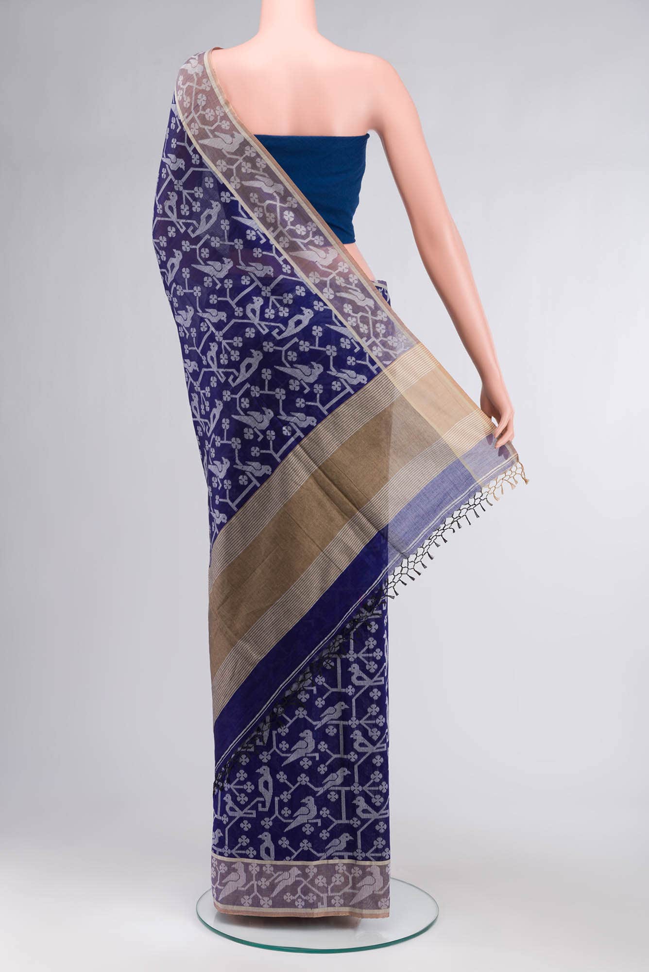 Jamini-Royal Blue Bengal Cotton saree