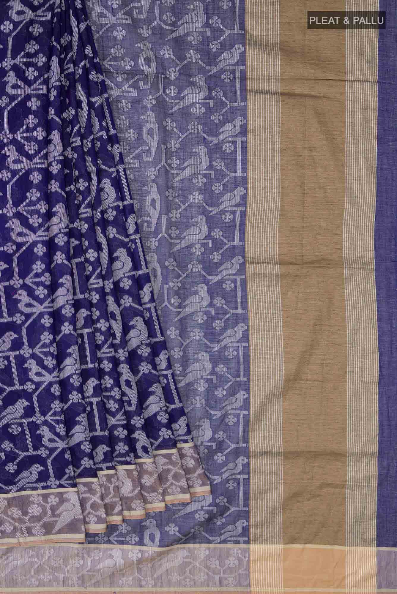 Jamini-Royal Blue Bengal Cotton saree