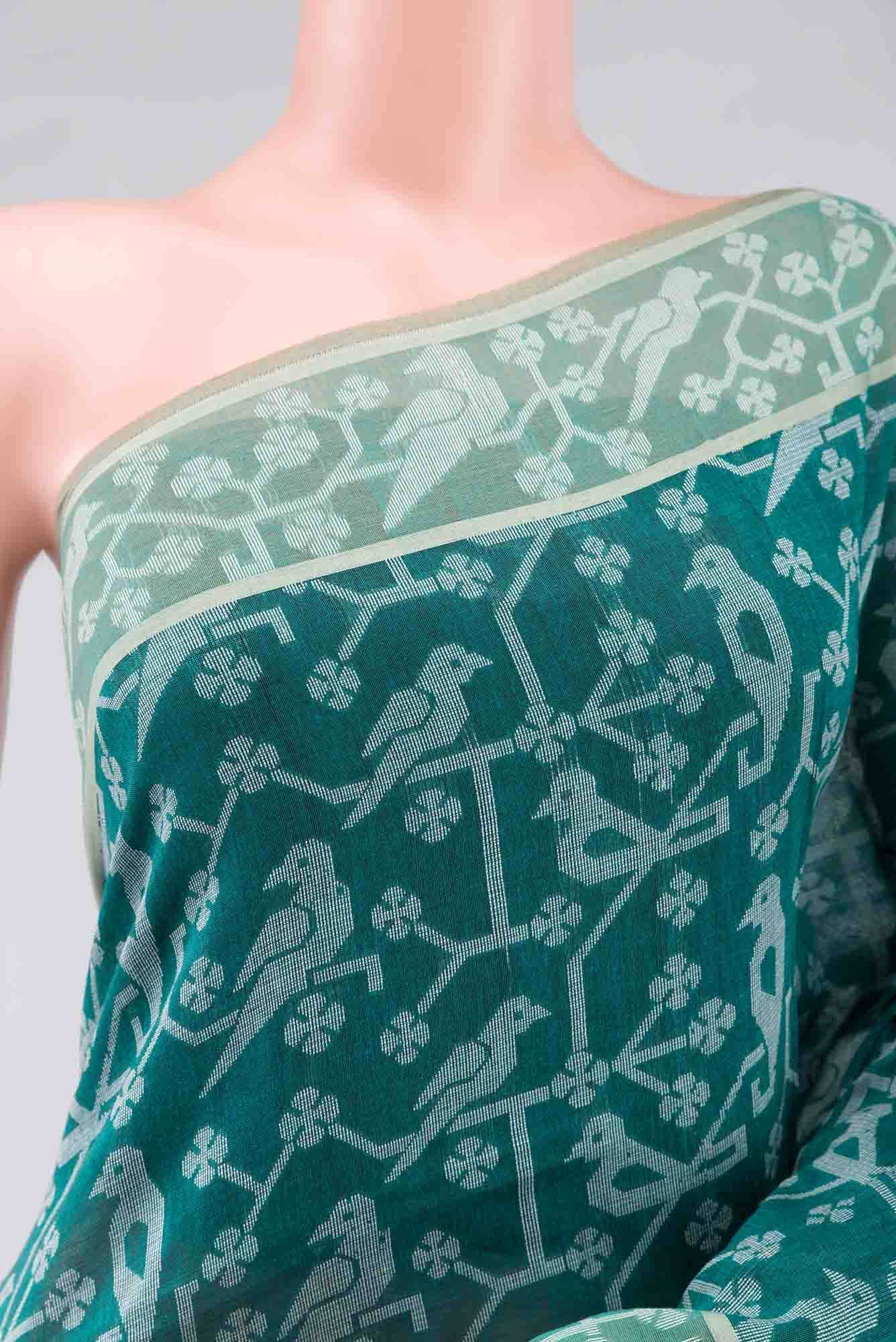 Jamini-Teal Green Bengal Cotton saree