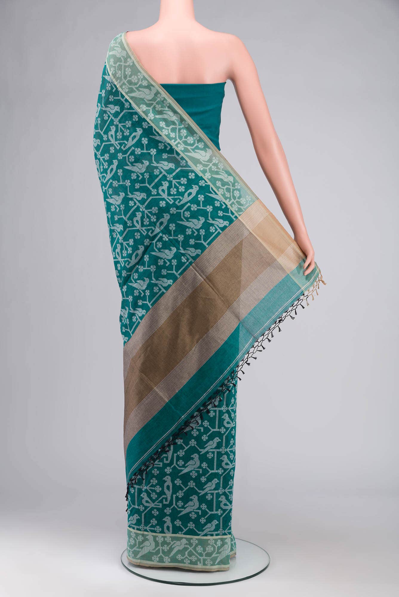 Jamini-Teal Green Bengal Cotton saree