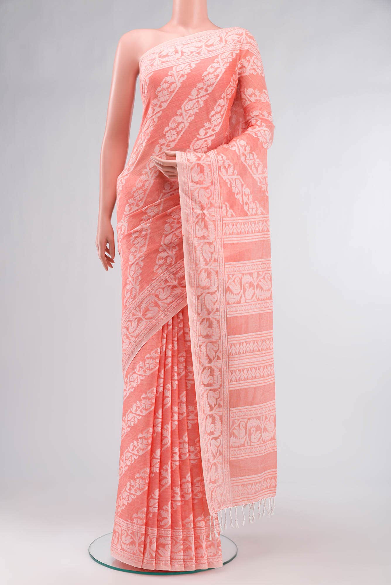 Hansika-Peach Bengal Cotton saree