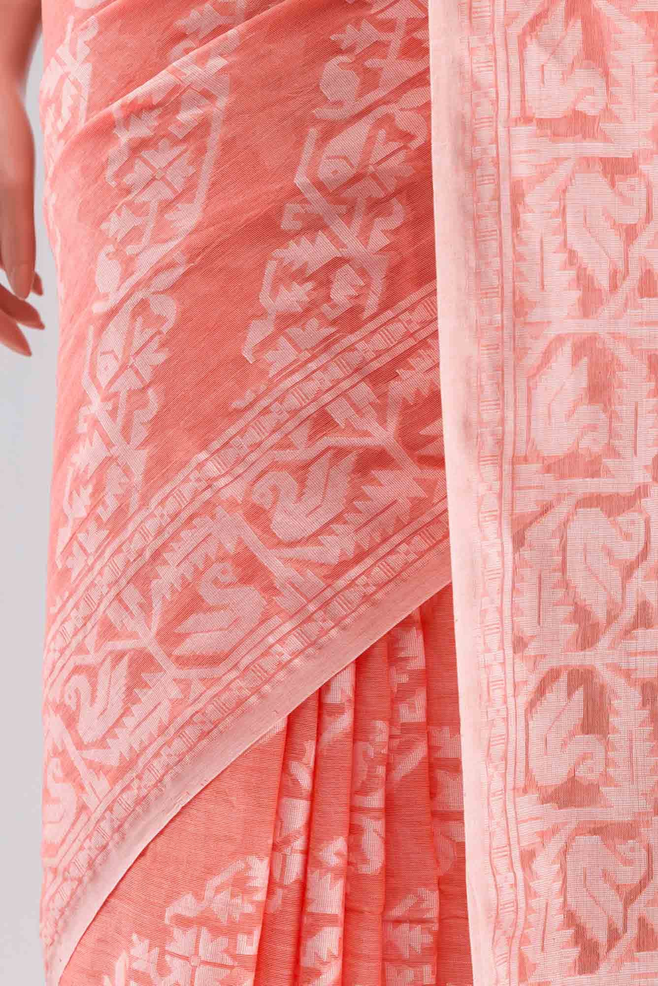 Hansika-Peach Bengal Cotton saree