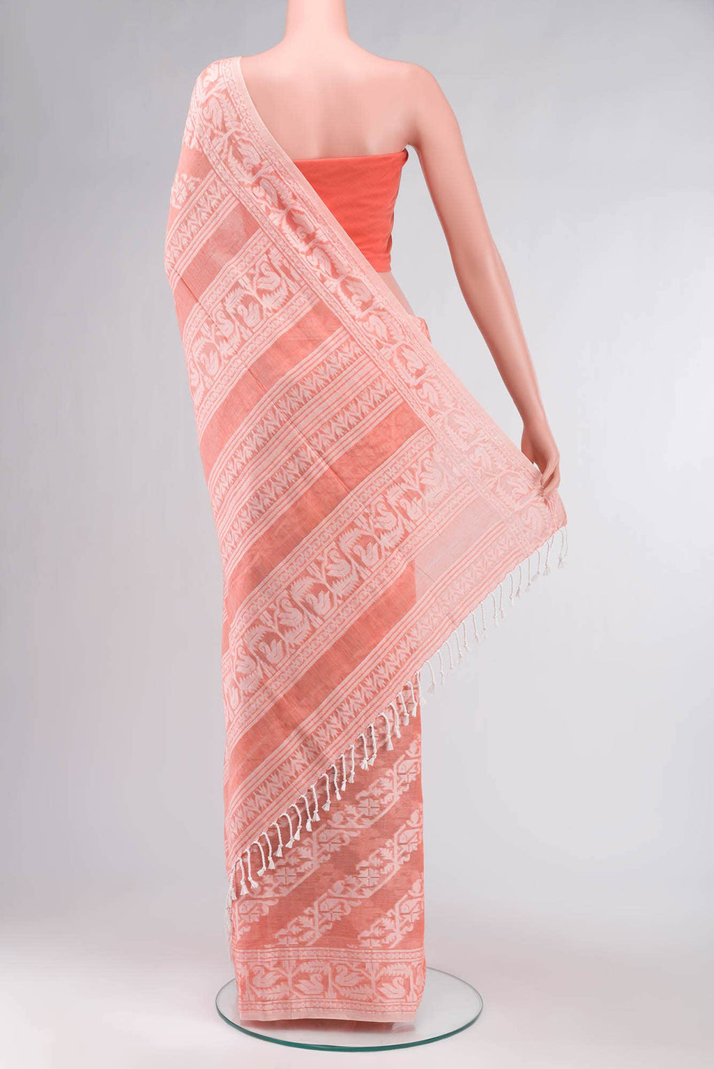 Hansika-Peach Bengal Cotton saree