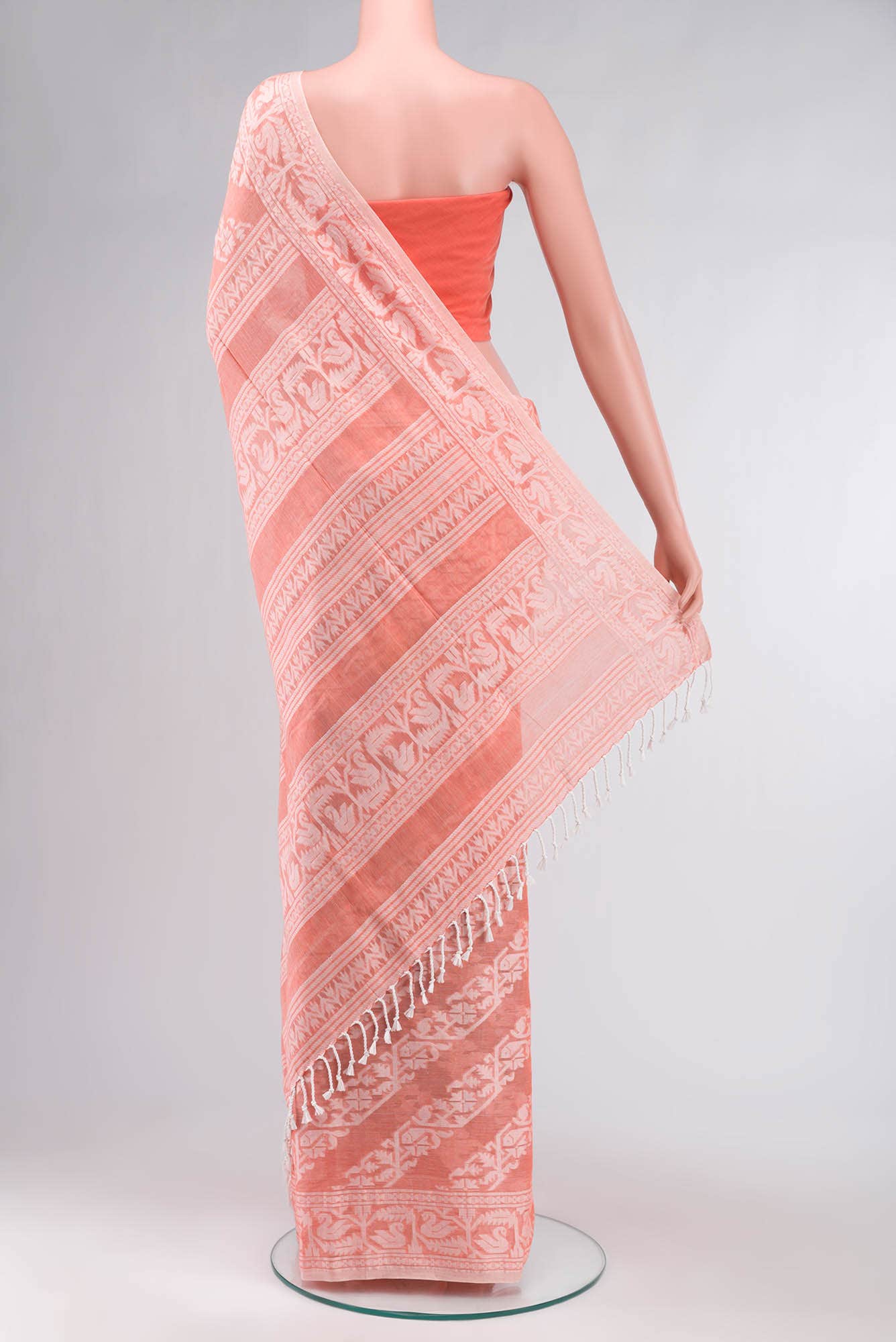 Hansika-Peach Bengal Cotton saree