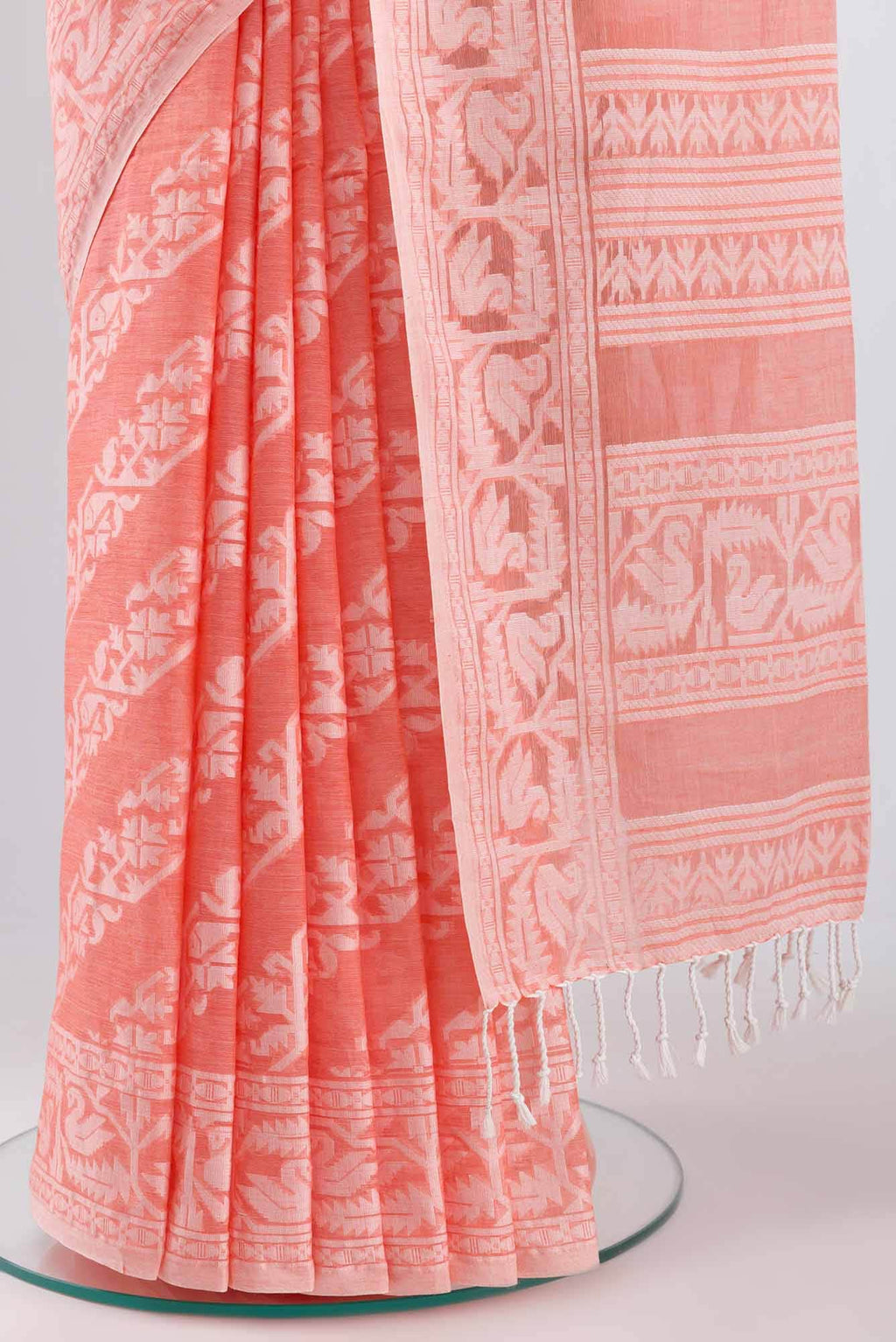 Hansika-Peach Bengal Cotton saree