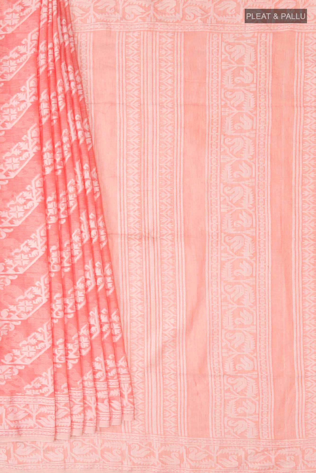 Hansika-Peach Bengal Cotton saree