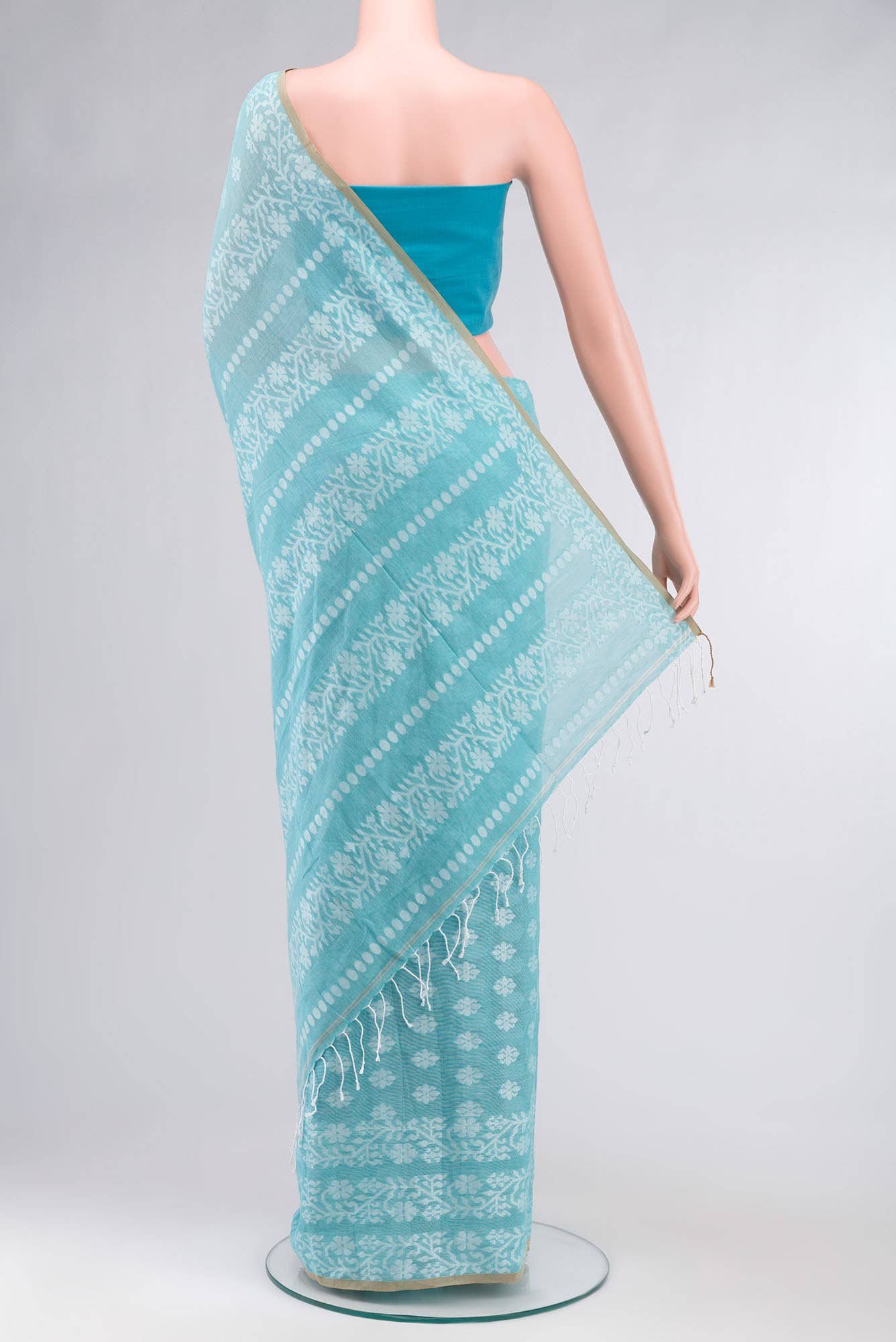 Mrinal-Aqua Blue Bengal Cotton saree