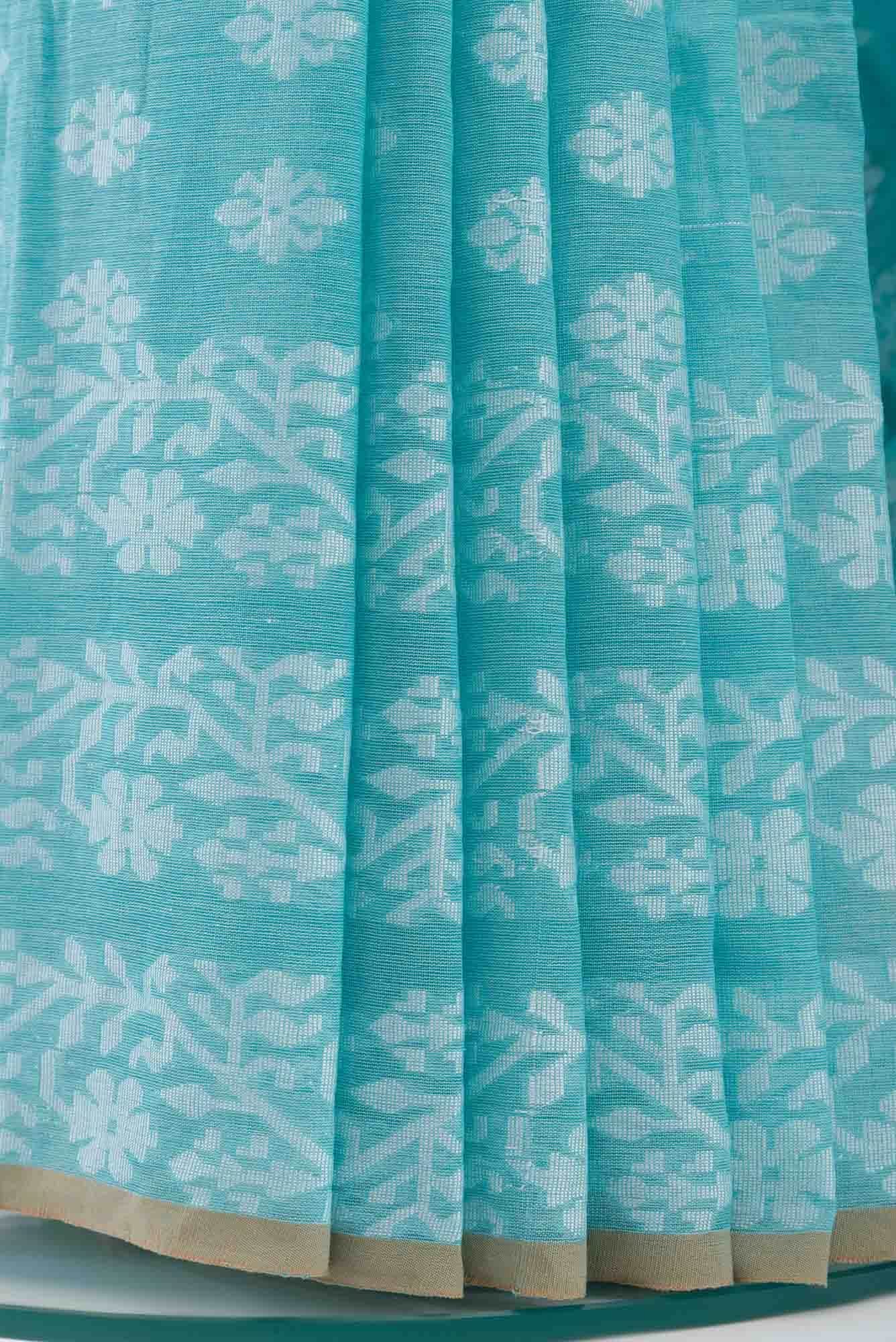 Mrinal-Aqua Blue Bengal Cotton saree