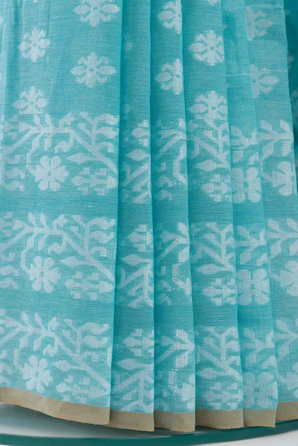 Mrinal-Aqua Blue Bengal Cotton saree