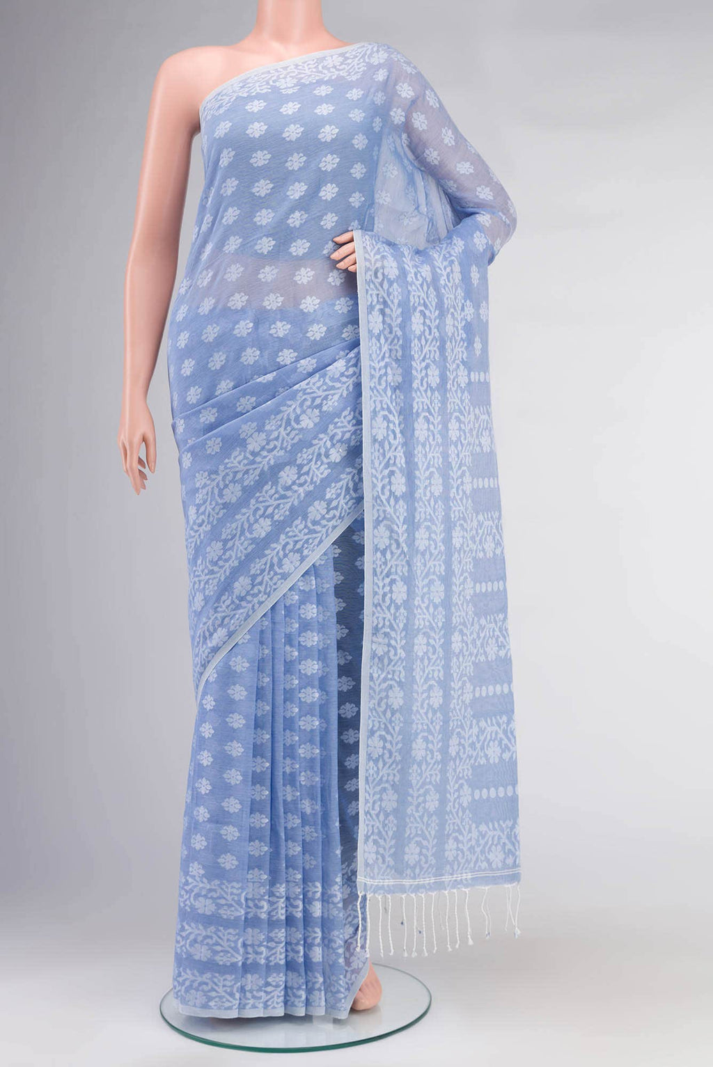 Mrinal-Powder Blue Bengal Cotton saree