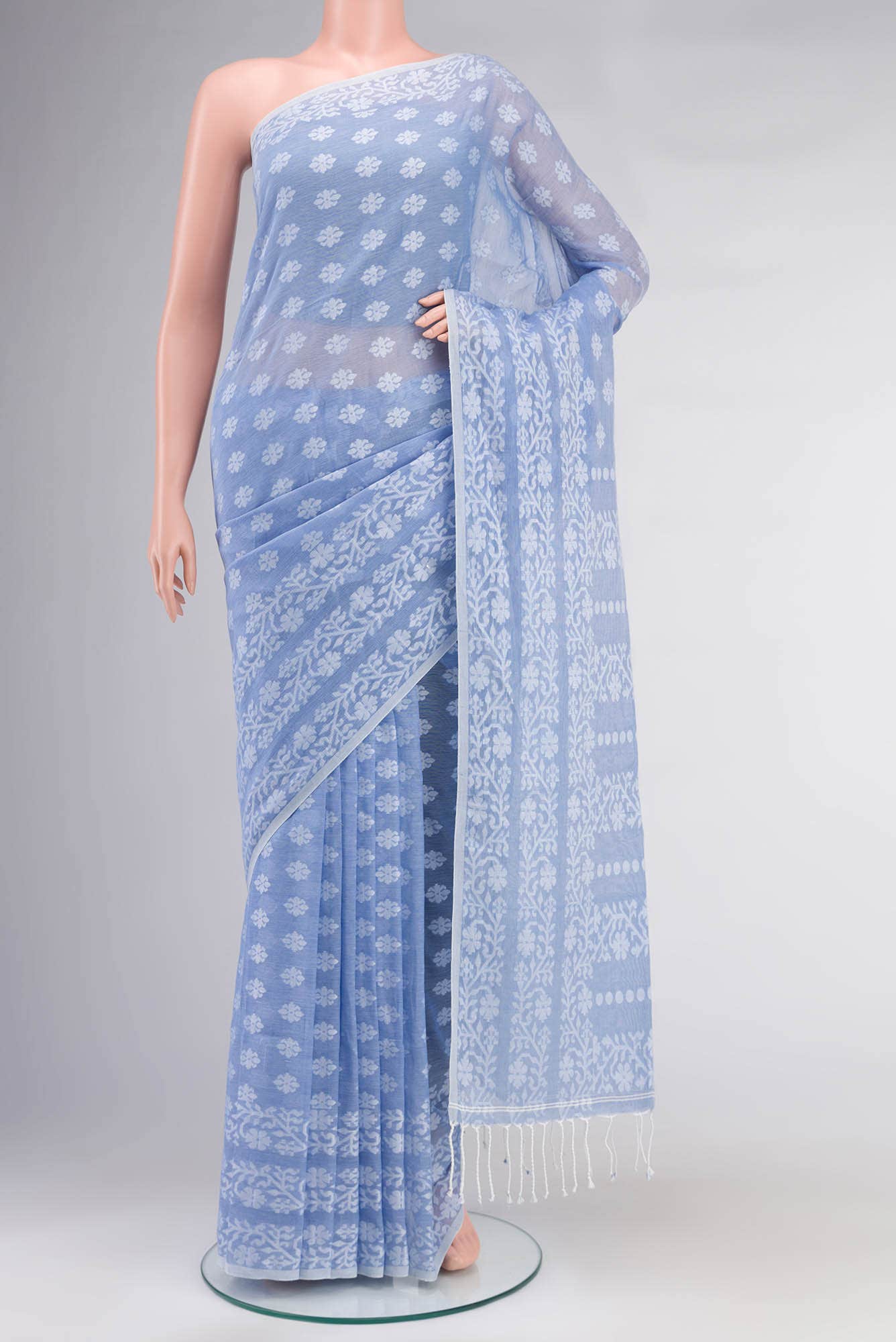 Mrinal-Powder Blue Bengal Cotton saree