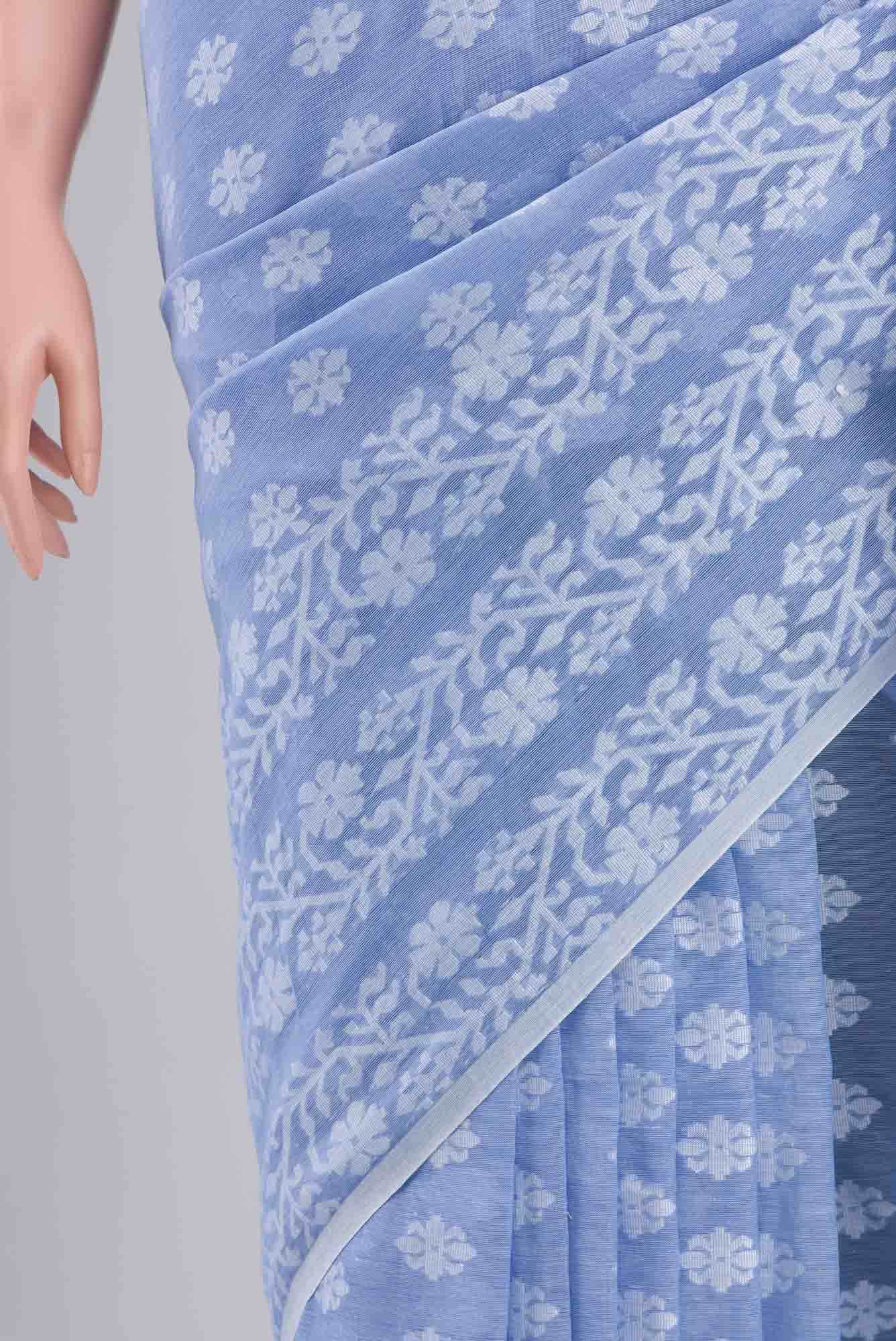 Mrinal-Powder Blue Bengal Cotton saree