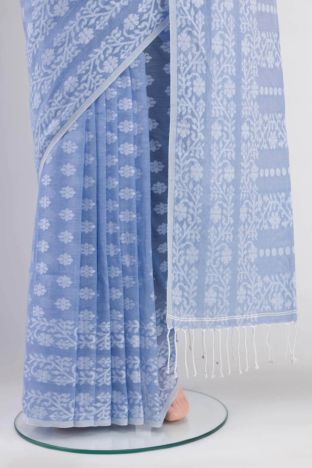 Mrinal-Powder Blue Bengal Cotton saree