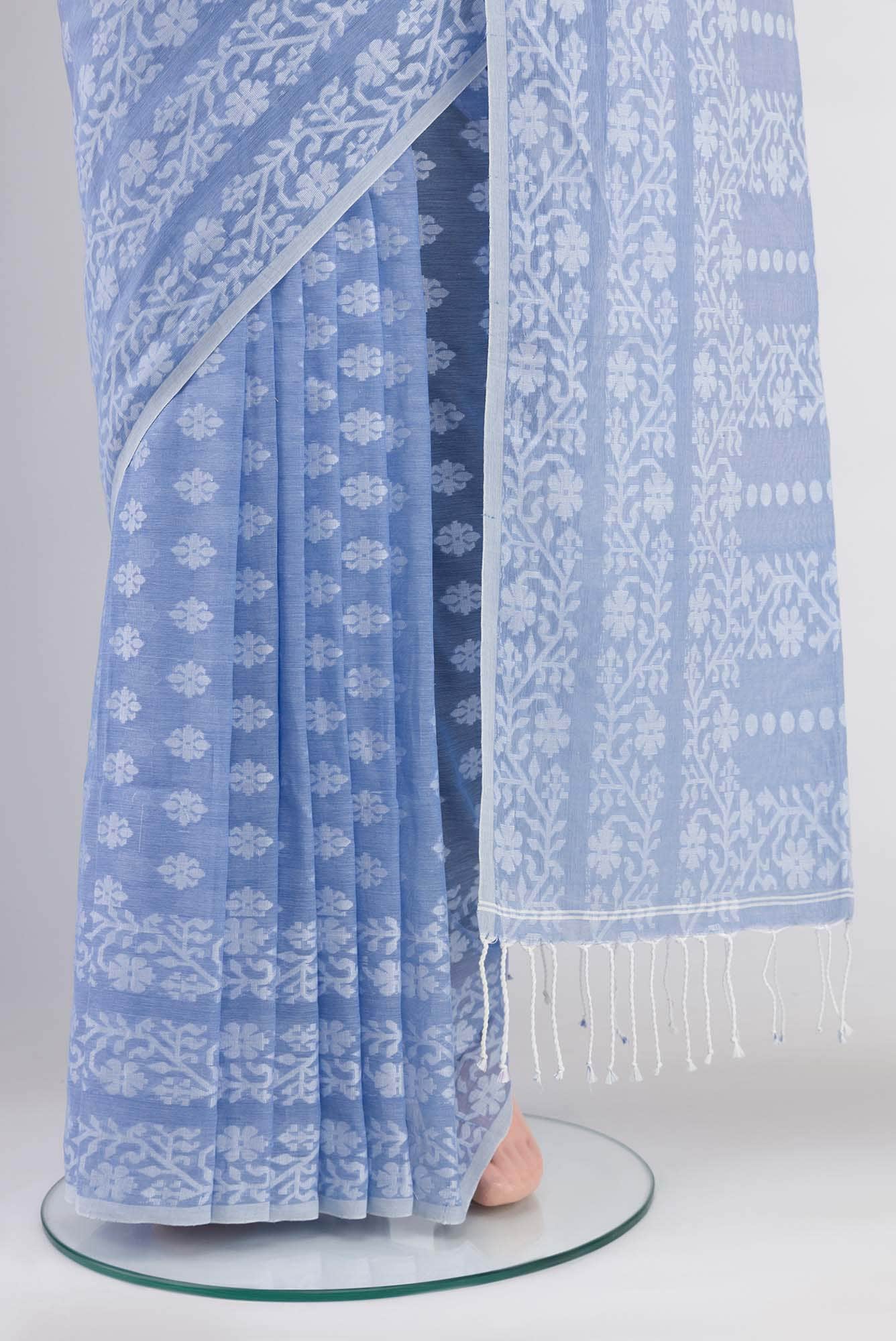Mrinal-Powder Blue Bengal Cotton saree