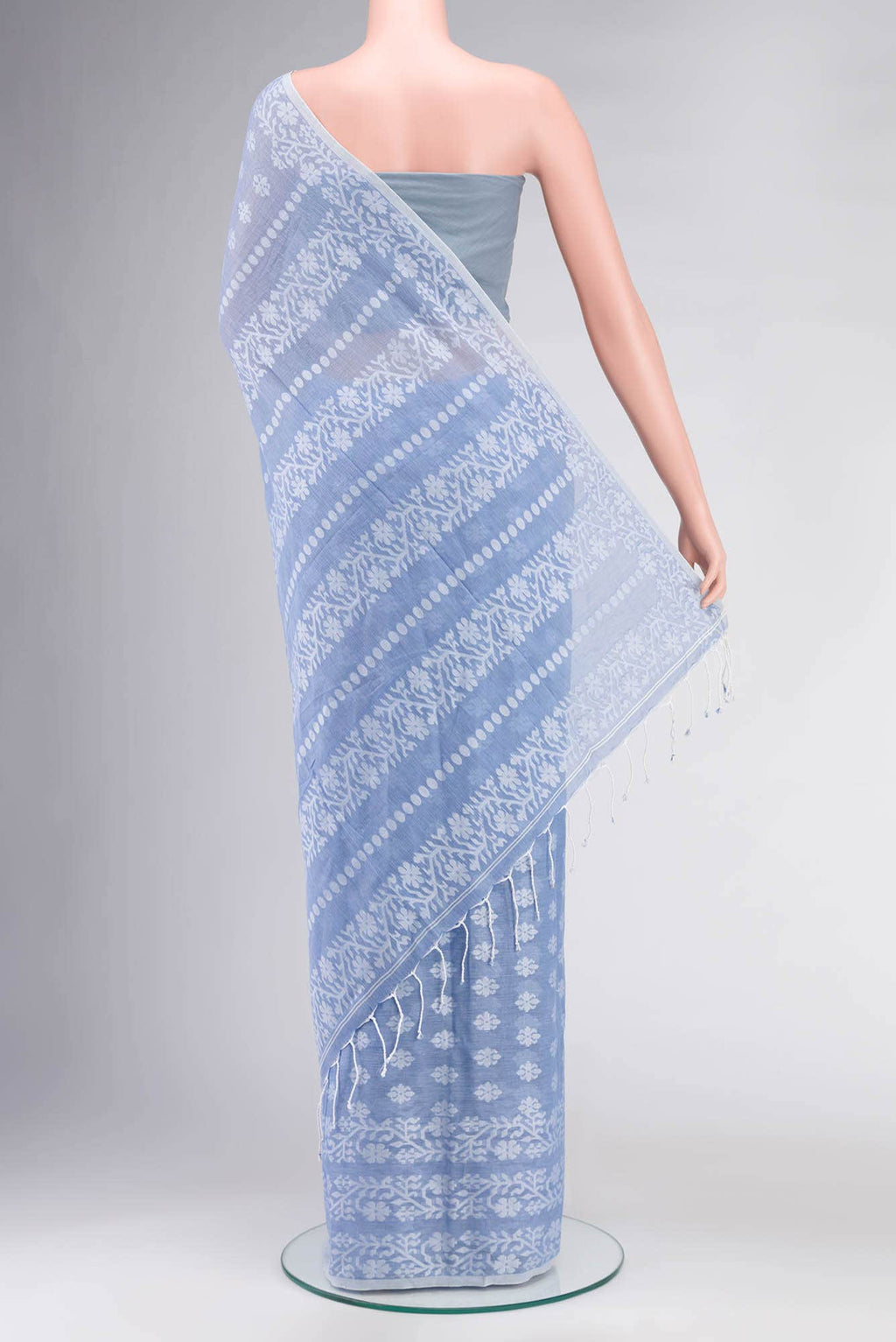 Mrinal-Powder Blue Bengal Cotton saree