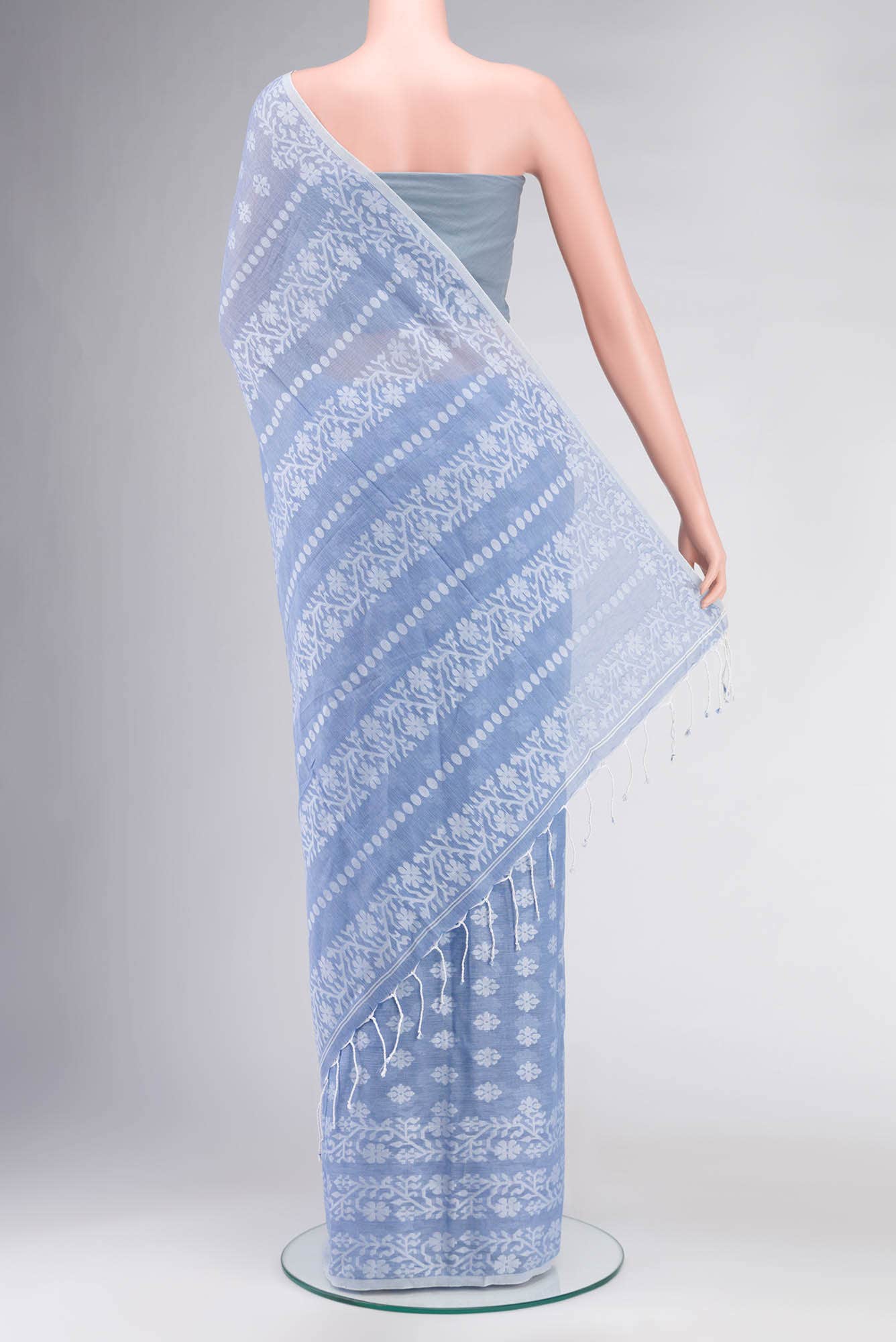 Mrinal-Powder Blue Bengal Cotton saree
