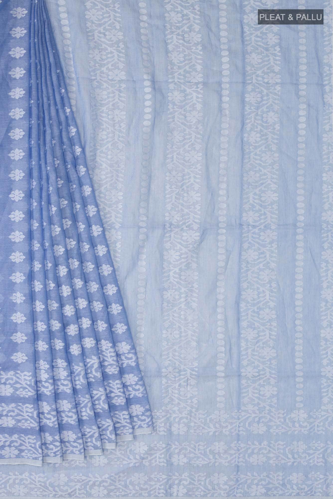 Mrinal-Powder Blue Bengal Cotton saree