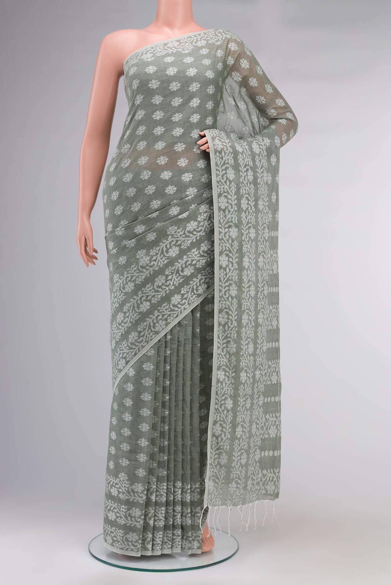 Mrinal-Sage Green Bengal Cotton saree