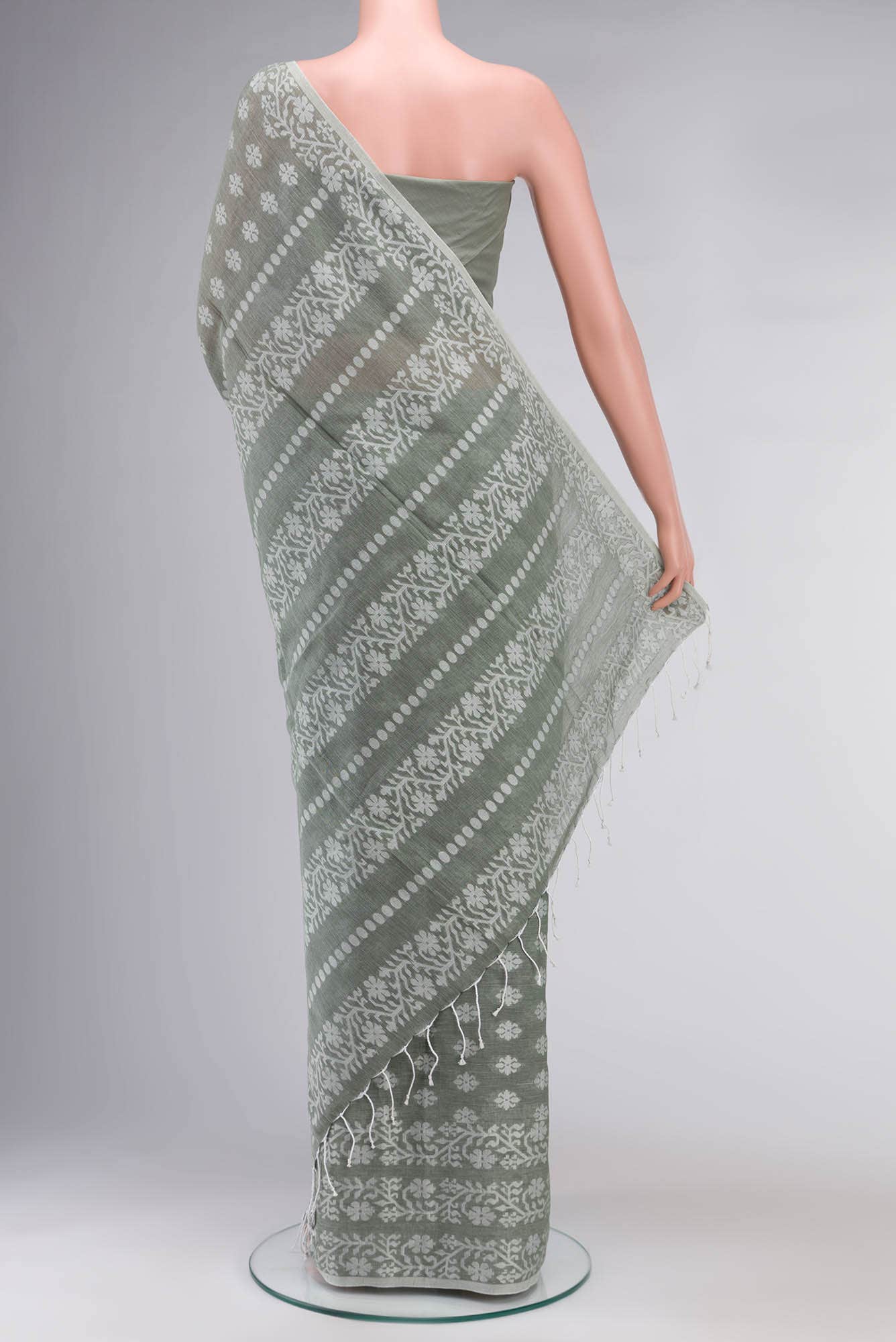 Mrinal-Sage Green Bengal Cotton saree