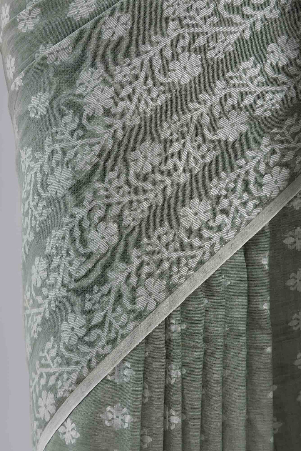 Mrinal-Sage Green Bengal Cotton saree