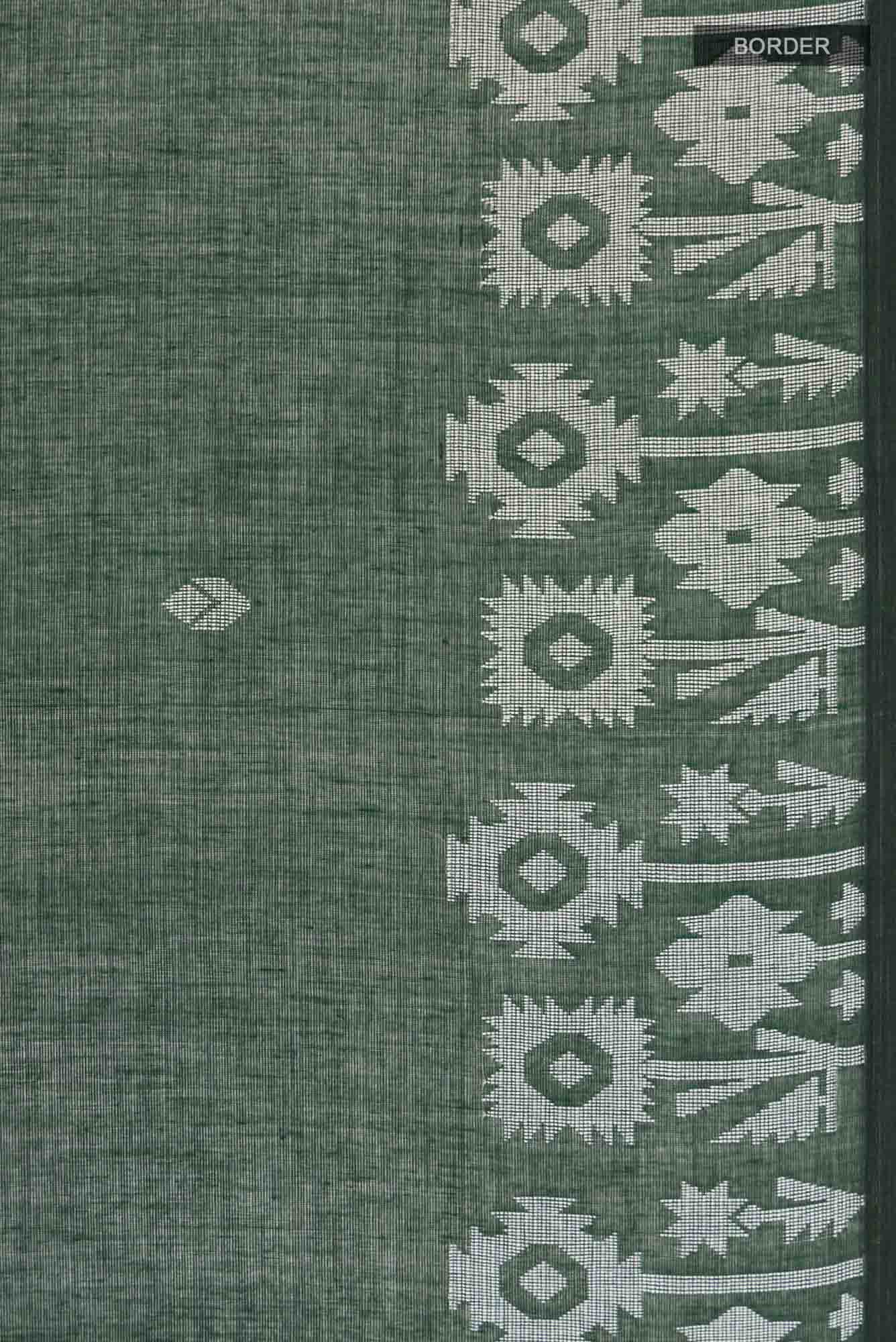 Paromita-Bottle Green Bengal Cotton saree