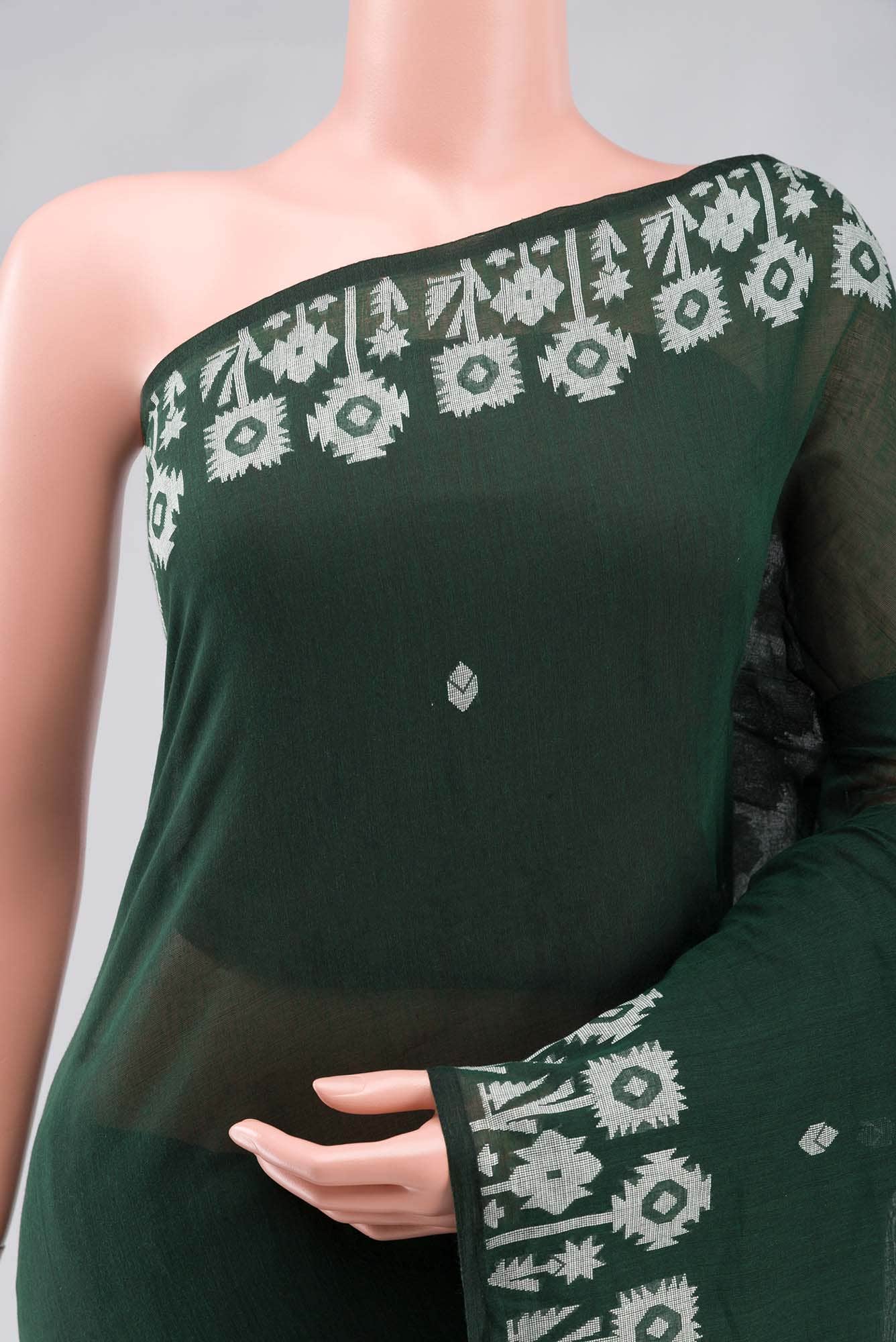 Paromita-Bottle Green Bengal Cotton saree