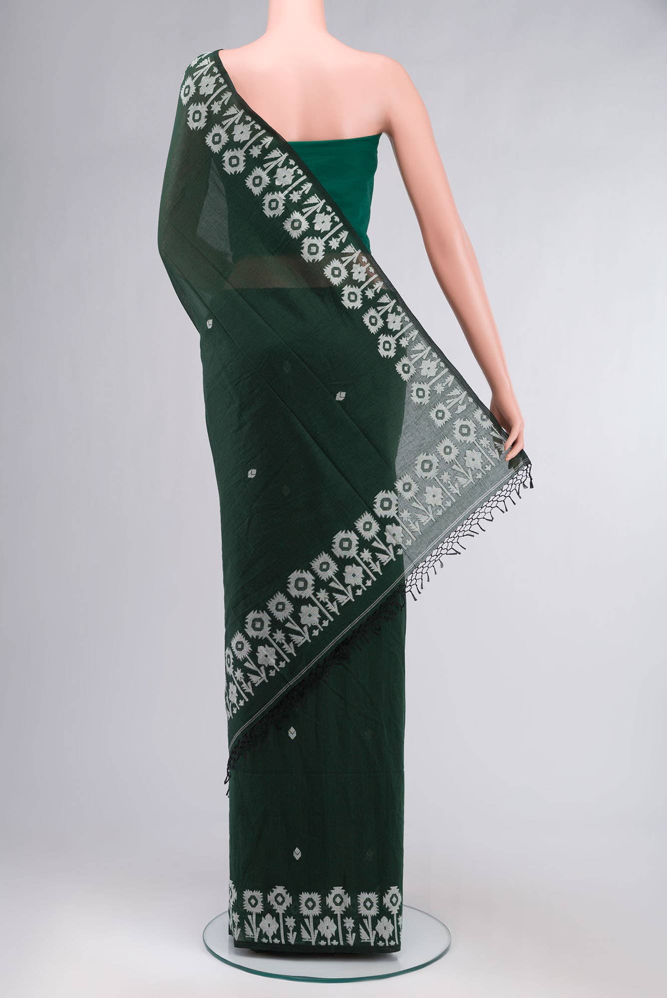 Paromita-Bottle Green Bengal Cotton saree