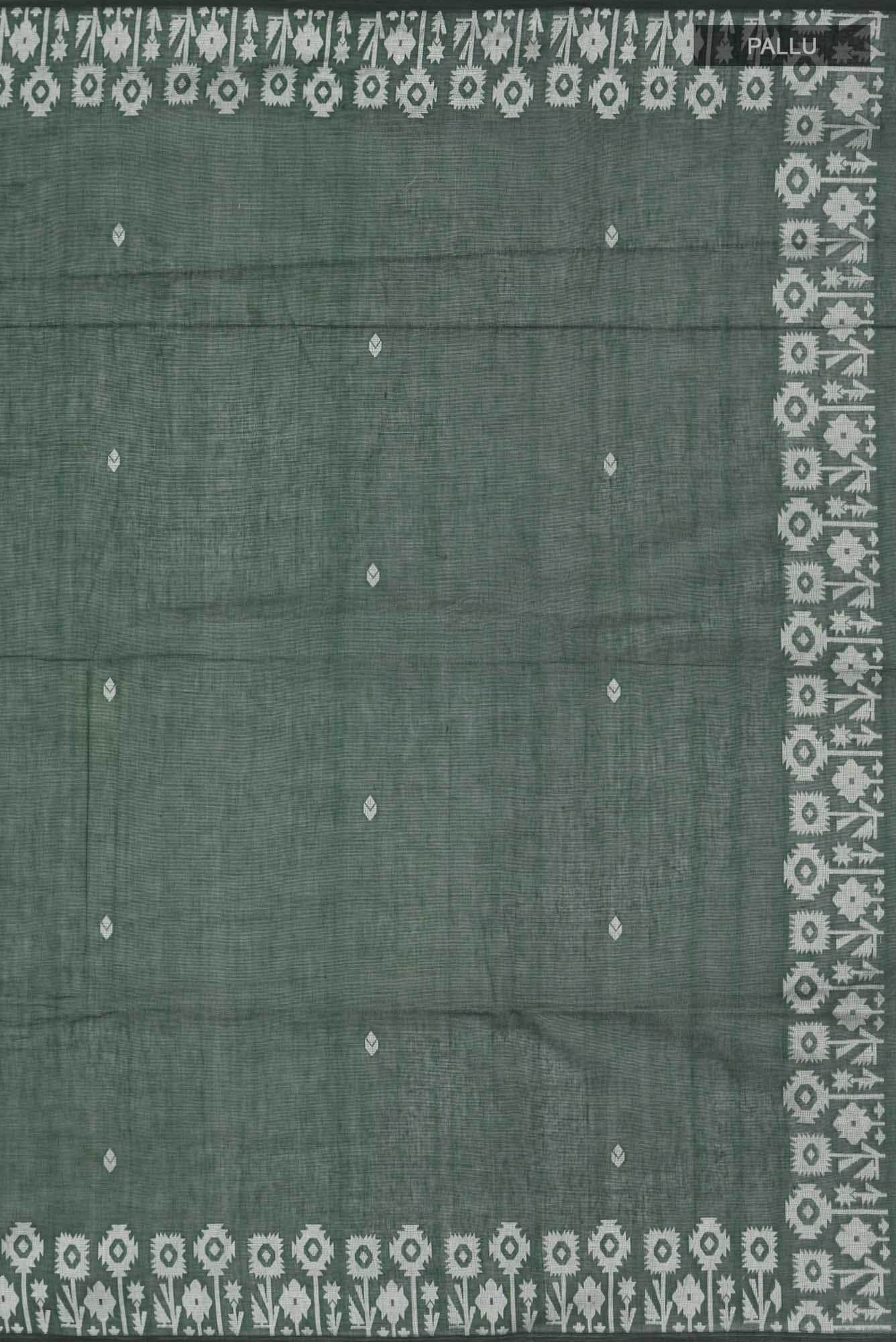 Paromita-Bottle Green Bengal Cotton saree