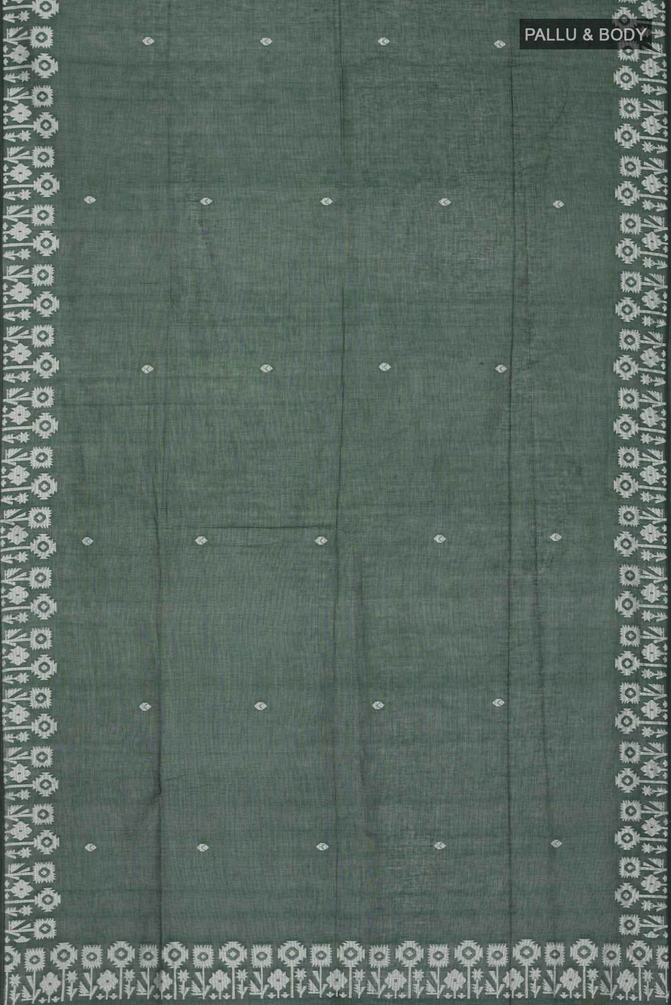 Paromita-Bottle Green Bengal Cotton saree