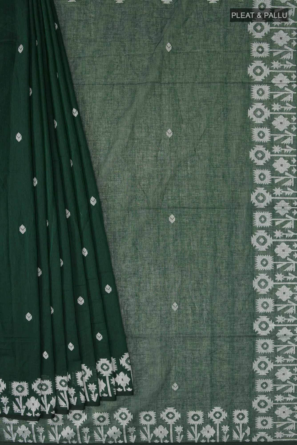 Paromita-Bottle Green Bengal Cotton saree