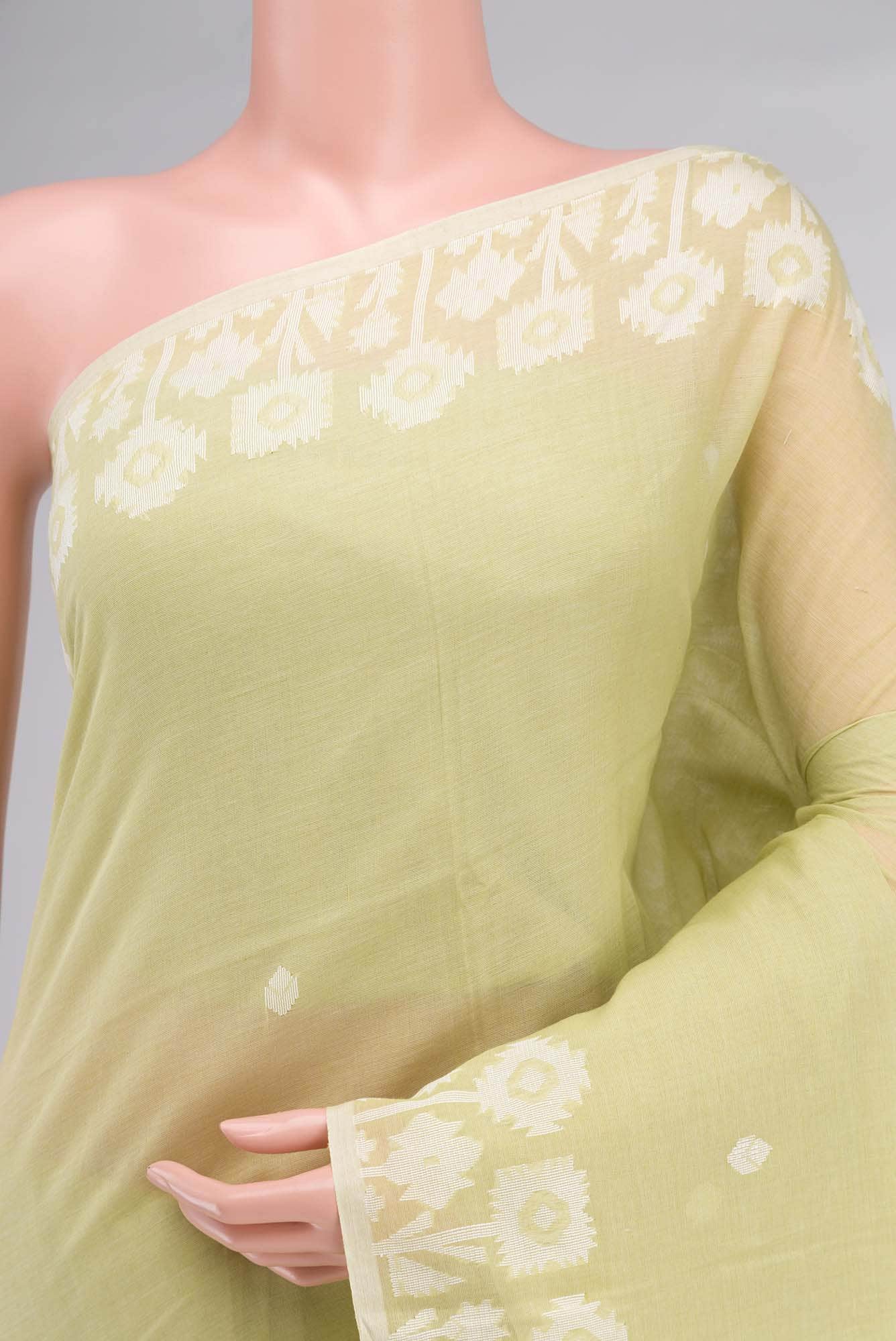 Paromita-Lemon Grass Green Bengal Cotton saree