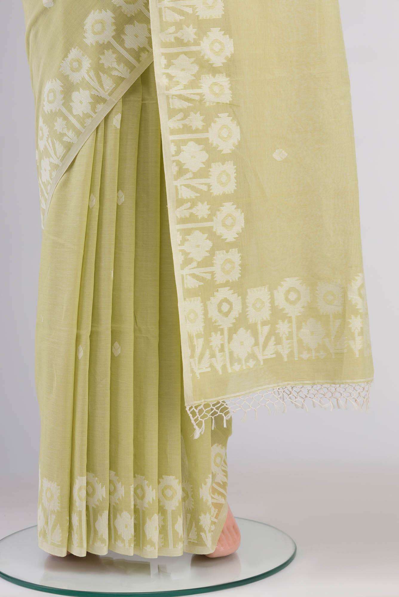 Paromita-Lemon Grass Green Bengal Cotton saree