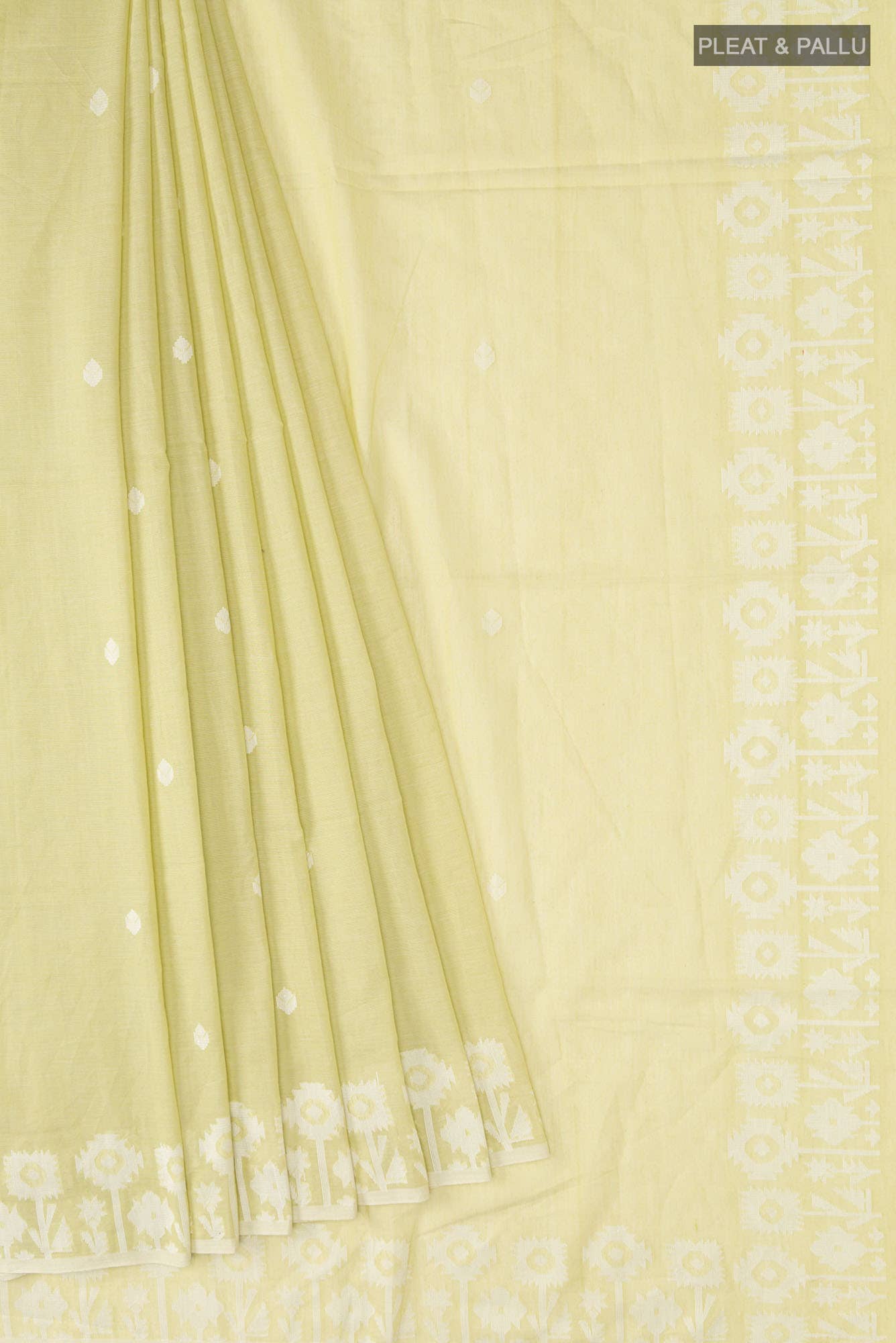 Paromita-Lemon Grass Green Bengal Cotton saree