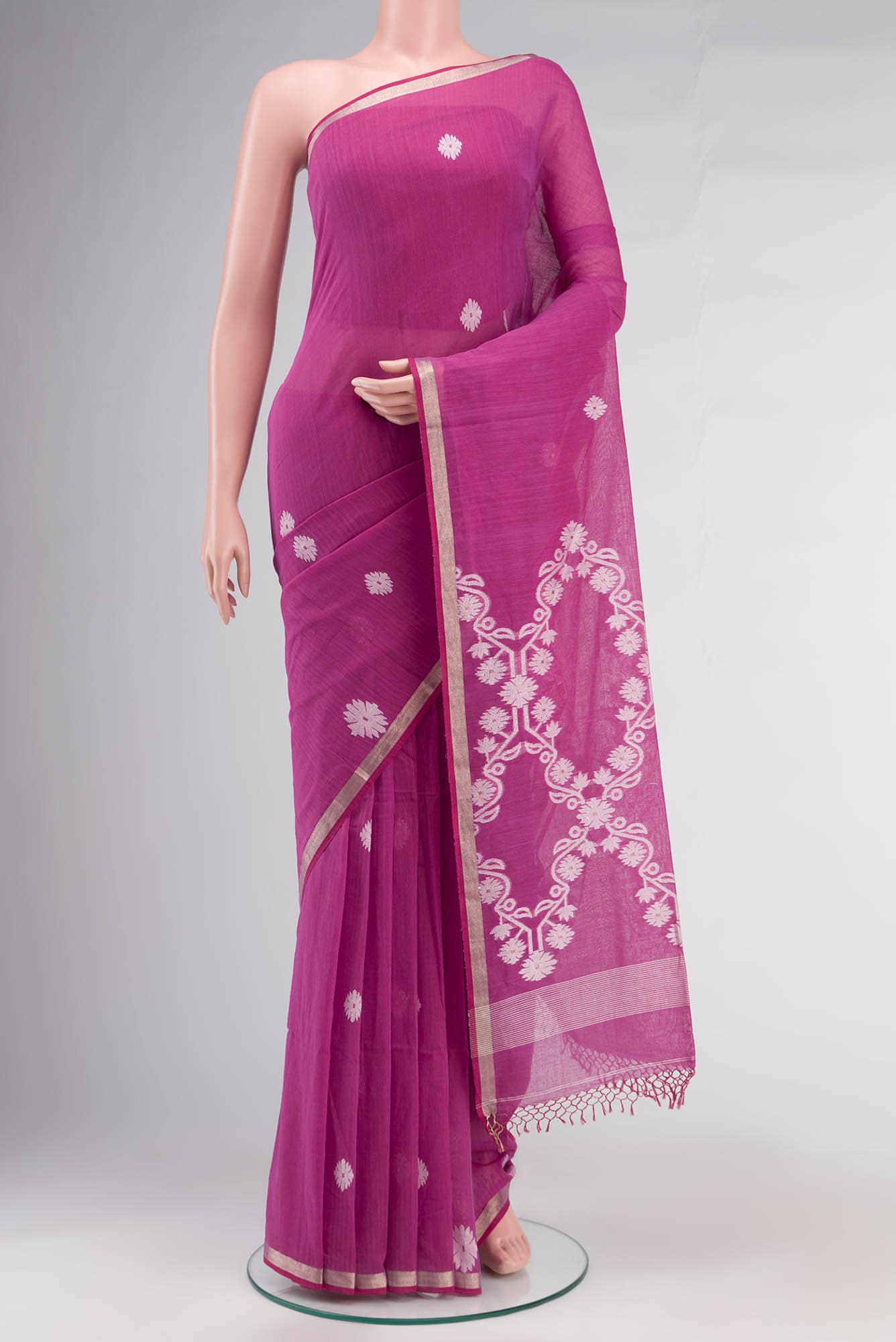 Aaheli-Hot Pink Bengal Cotton saree