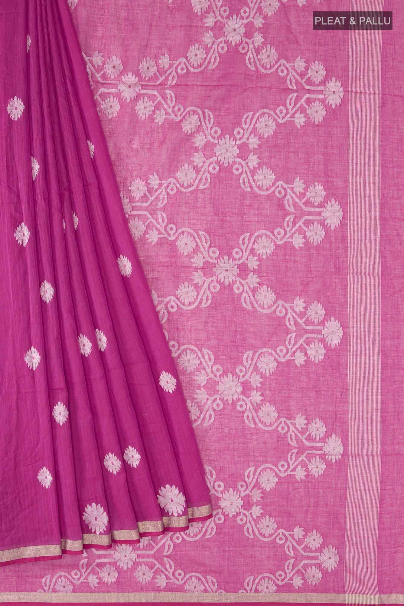 Aaheli-Hot Pink Bengal Cotton saree