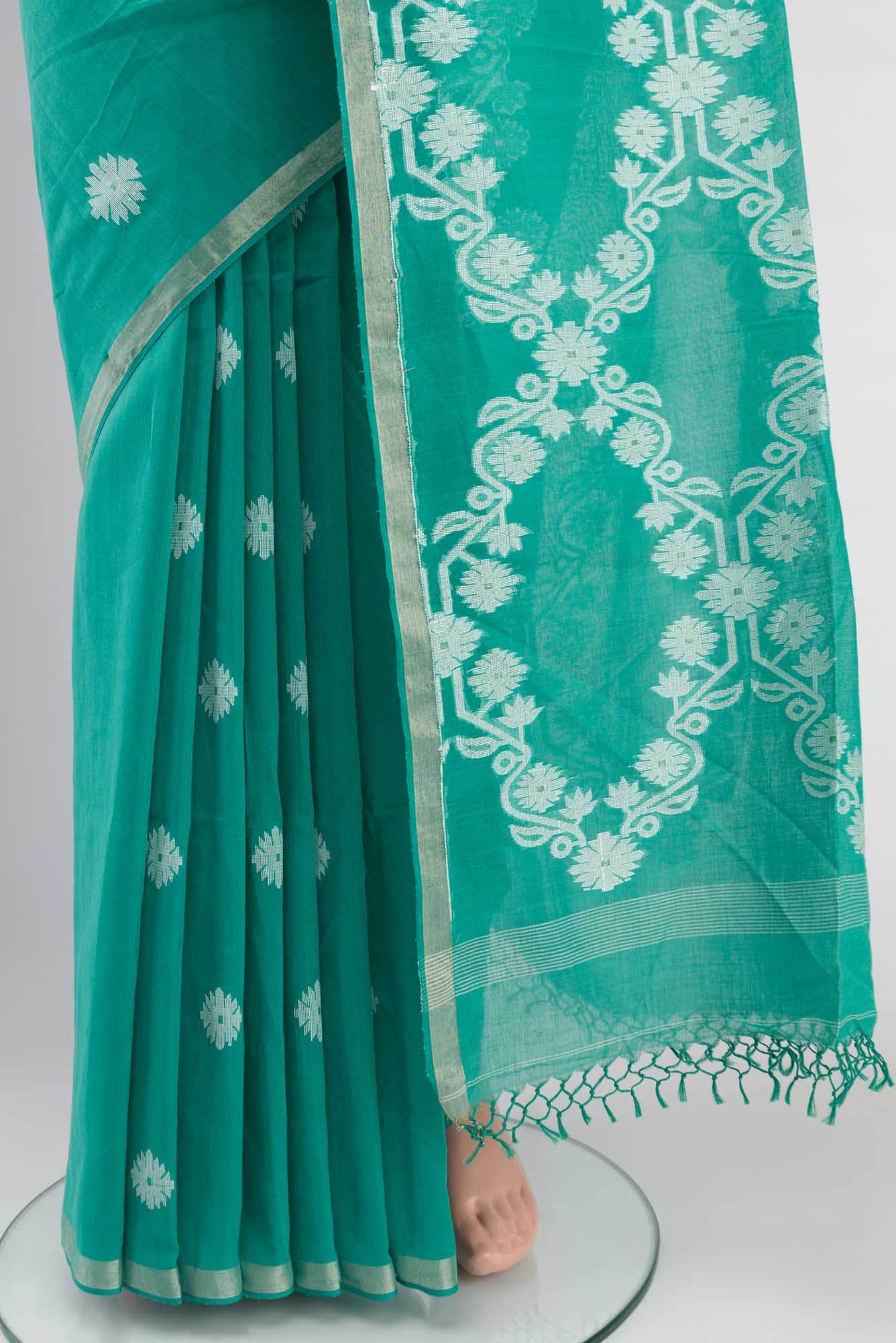 Aaheli-Ocean Green Bengal Cotton saree