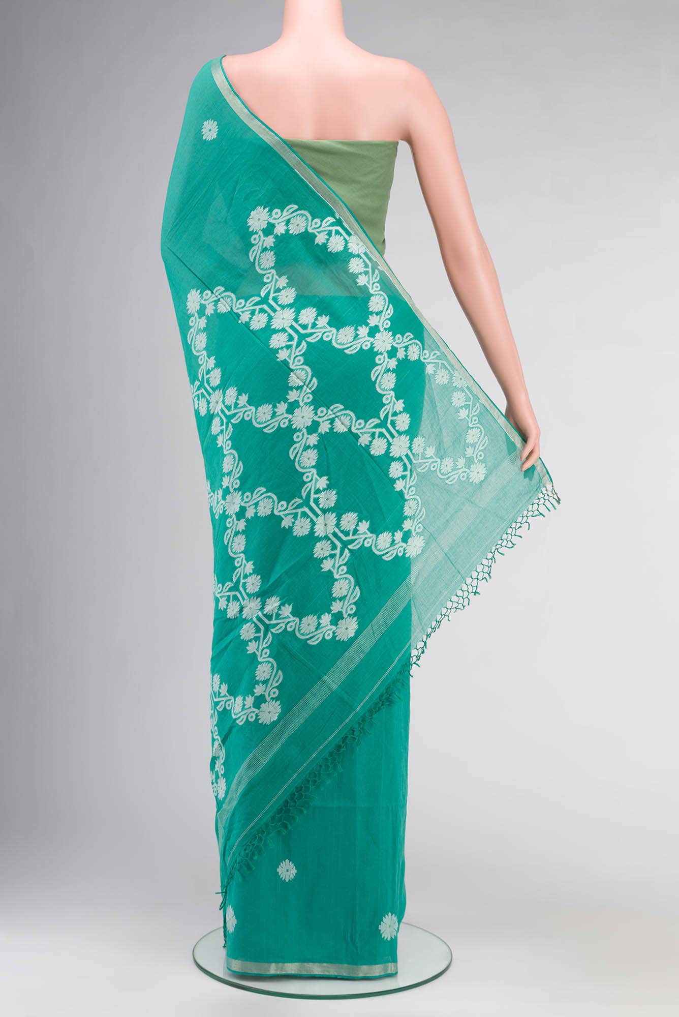 Aaheli-Ocean Green Bengal Cotton saree