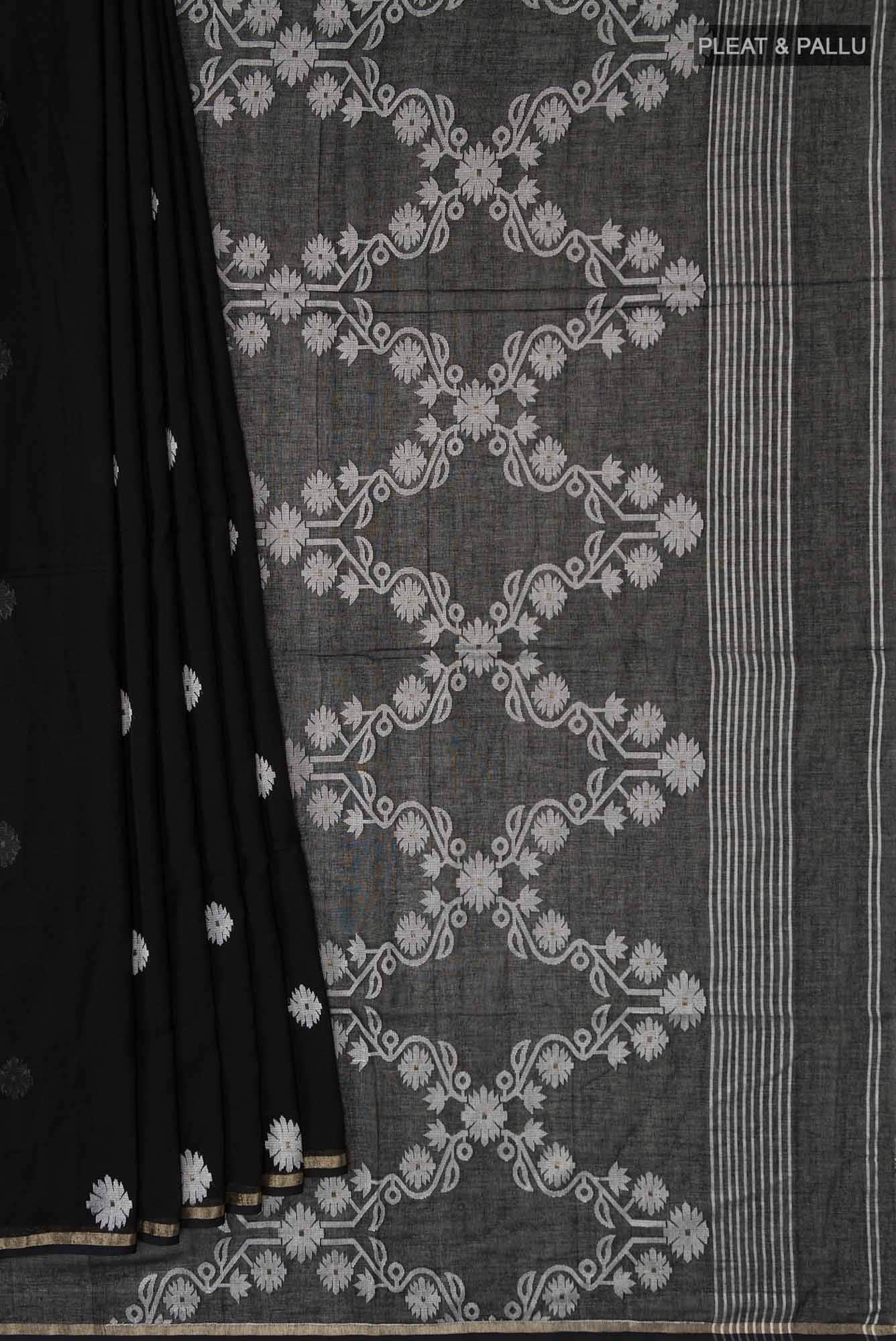 Aaheli-Black Bengal Cotton saree