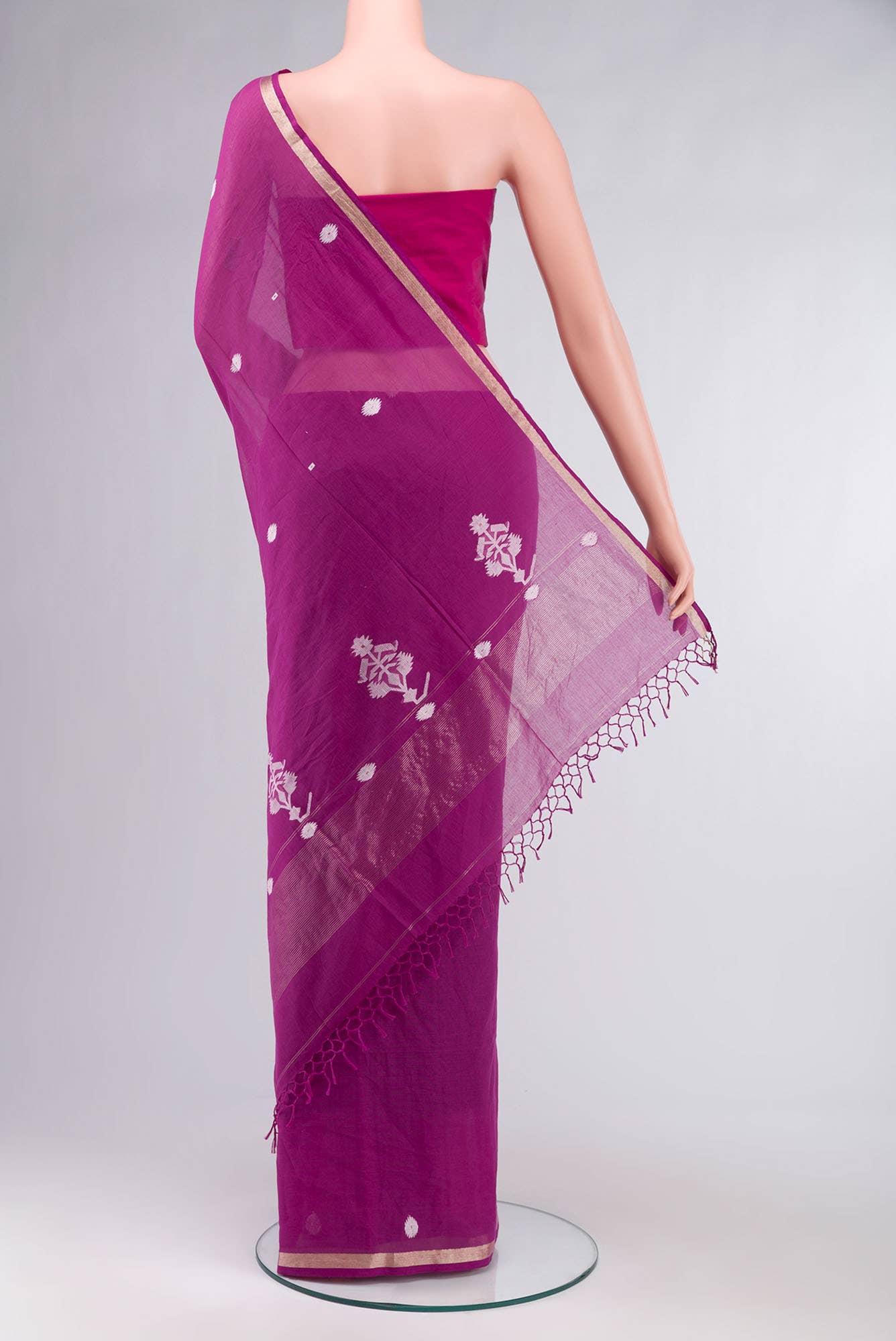 Damini-Magenta Bengal Cotton saree