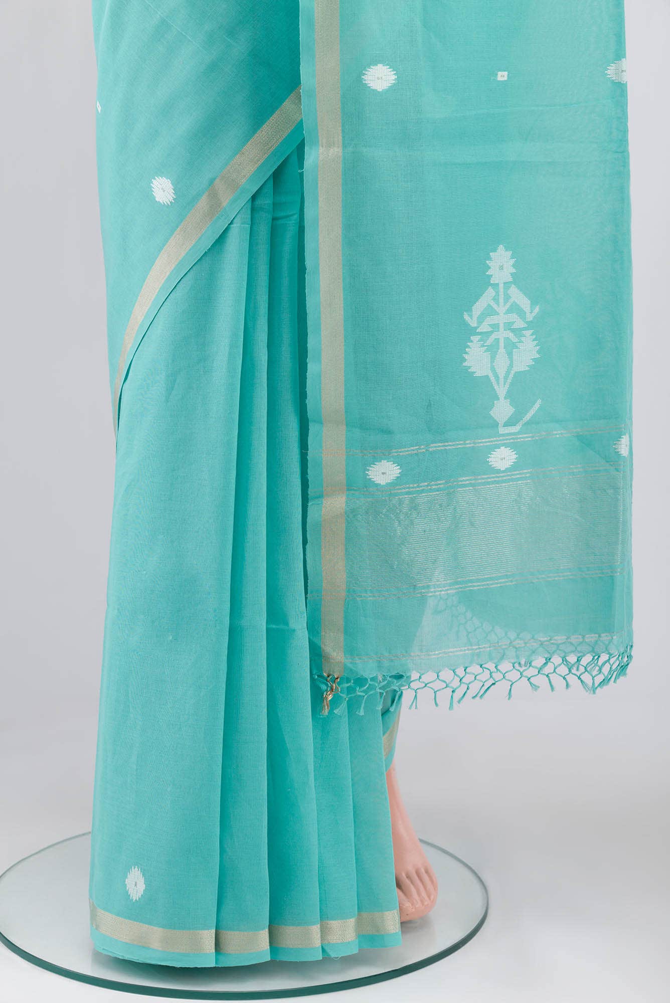 Damini-Light Sea Green Bengal Cotton saree