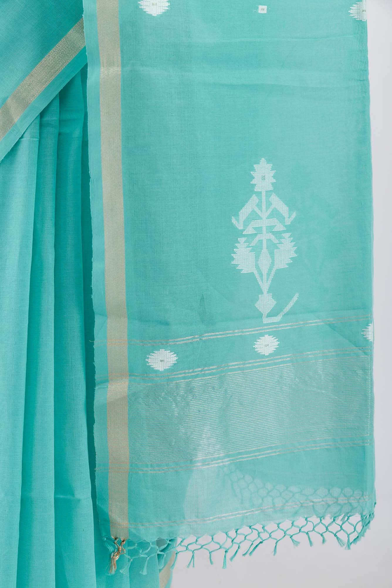Damini-Light Sea Green Bengal Cotton saree