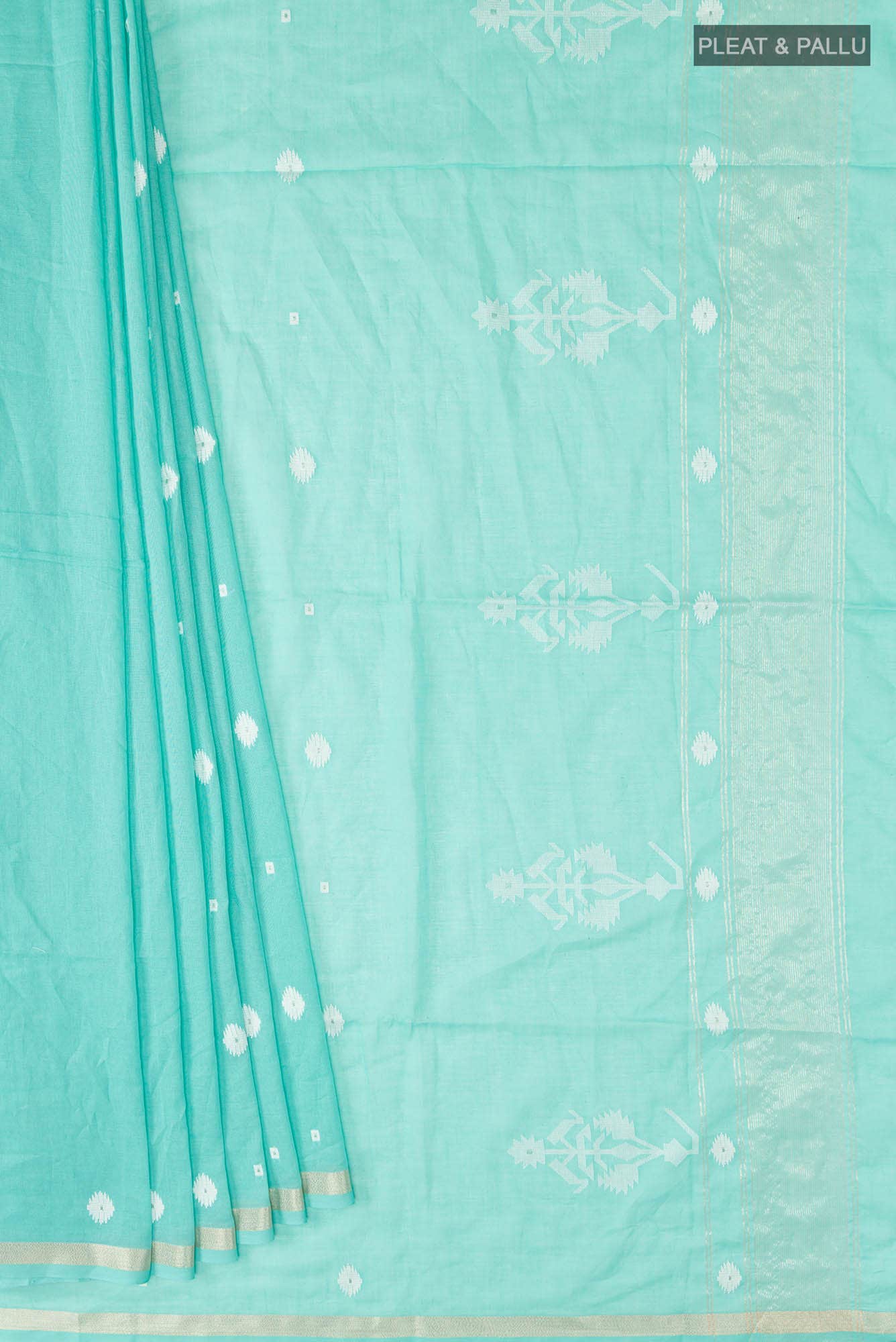 Damini-Light Sea Green Bengal Cotton saree