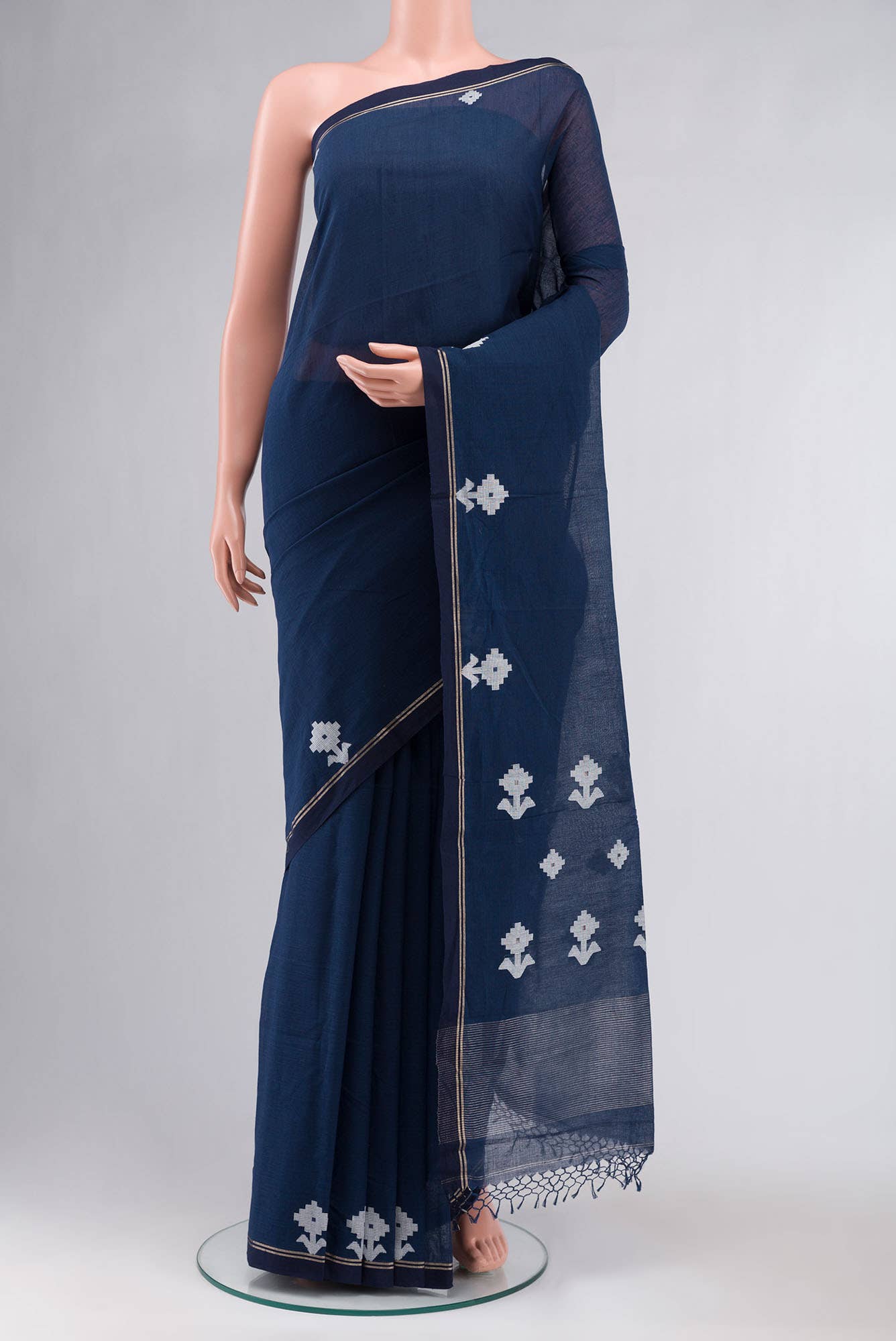 Anuradha-Navy Blue Bengal Cotton saree
