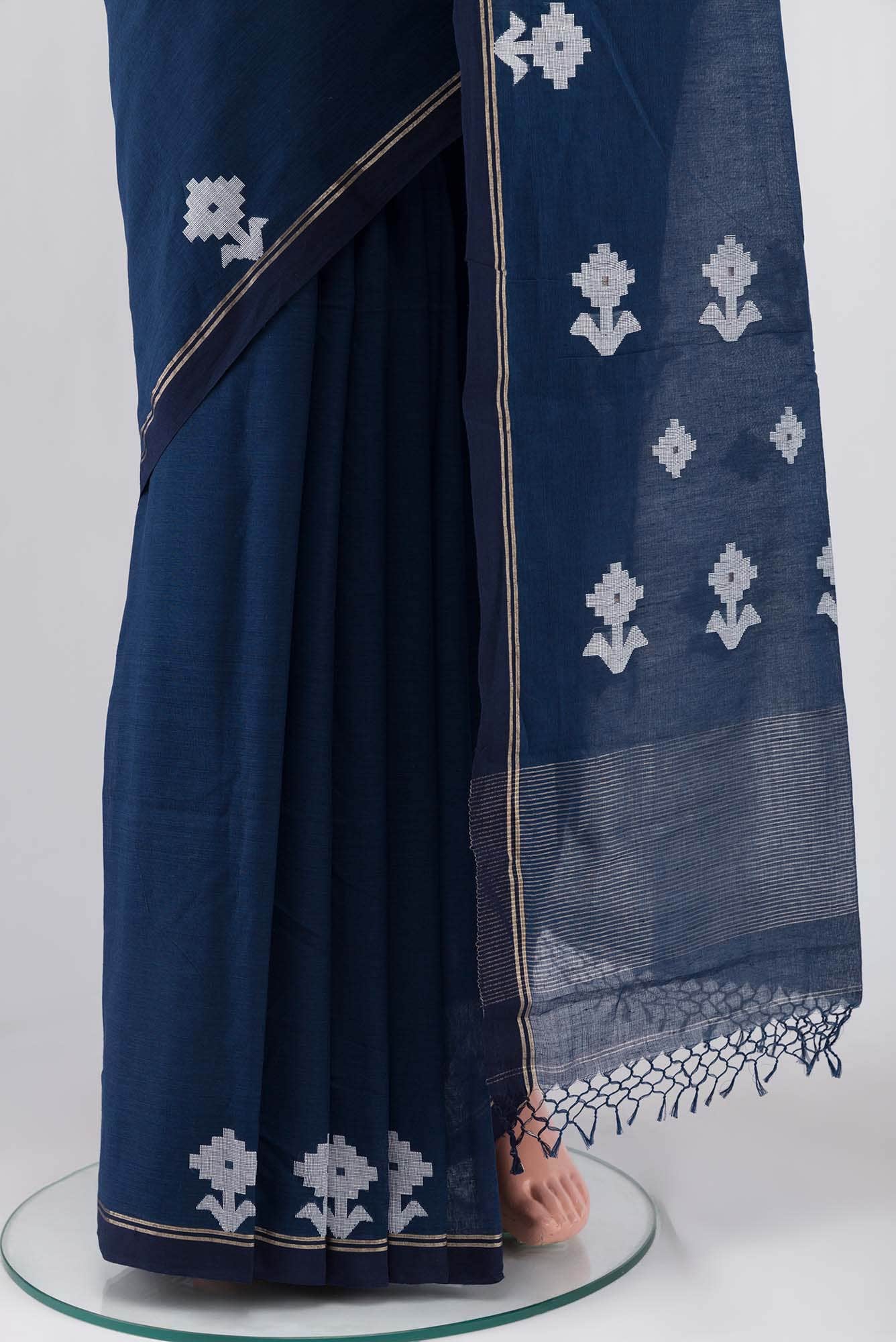 Anuradha-Navy Blue Bengal Cotton saree