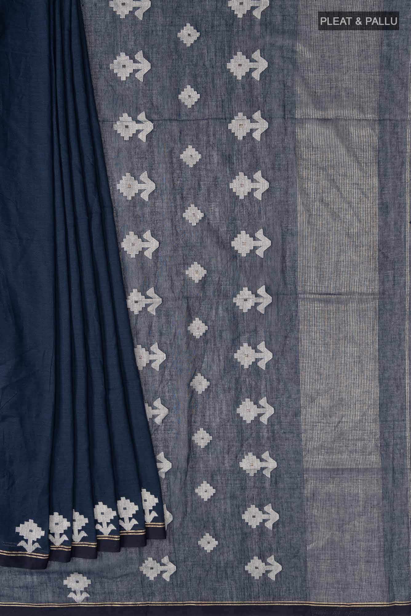 Anuradha-Navy Blue Bengal Cotton saree