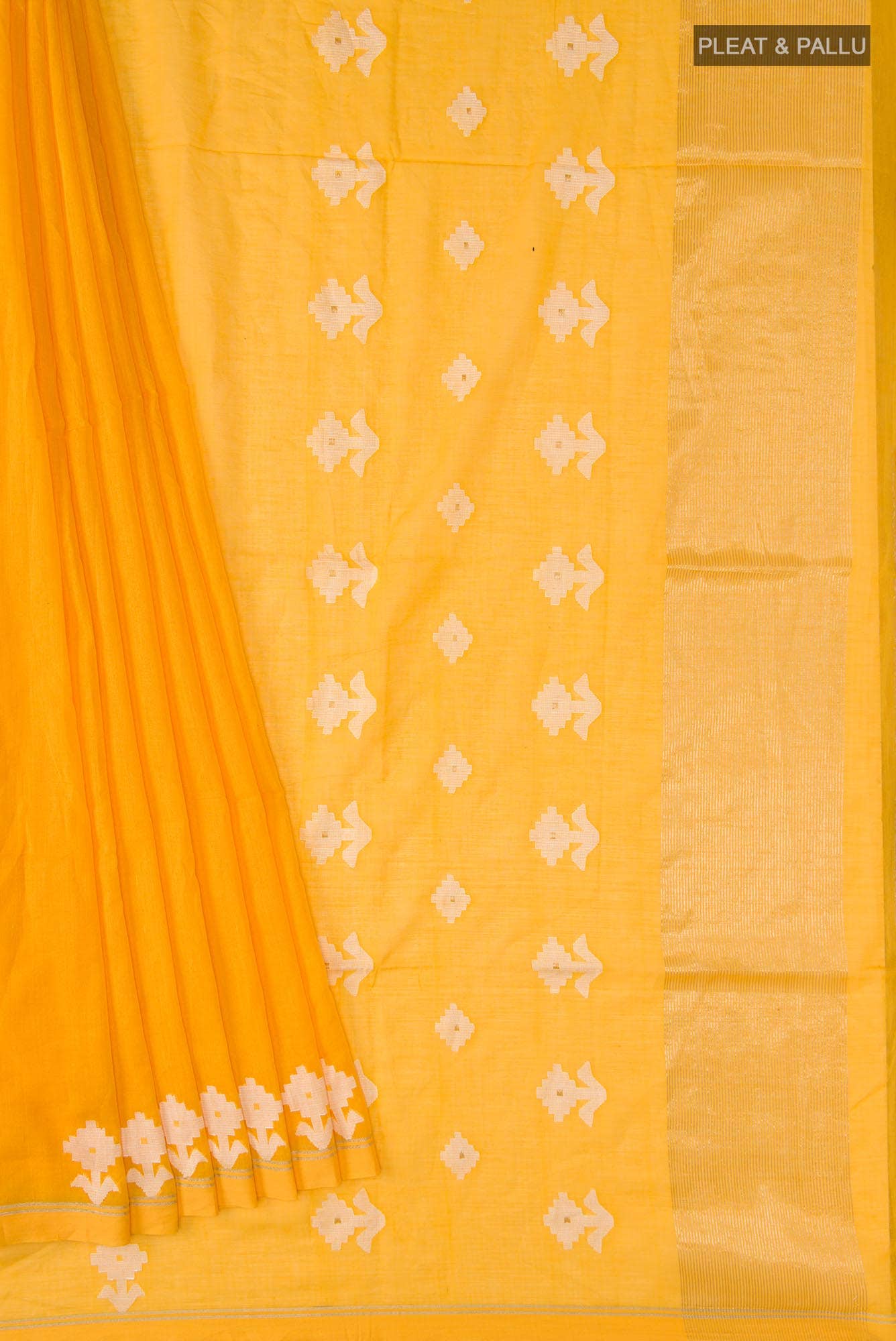 Anuradha-Mustard Yellow Bengal Cotton saree