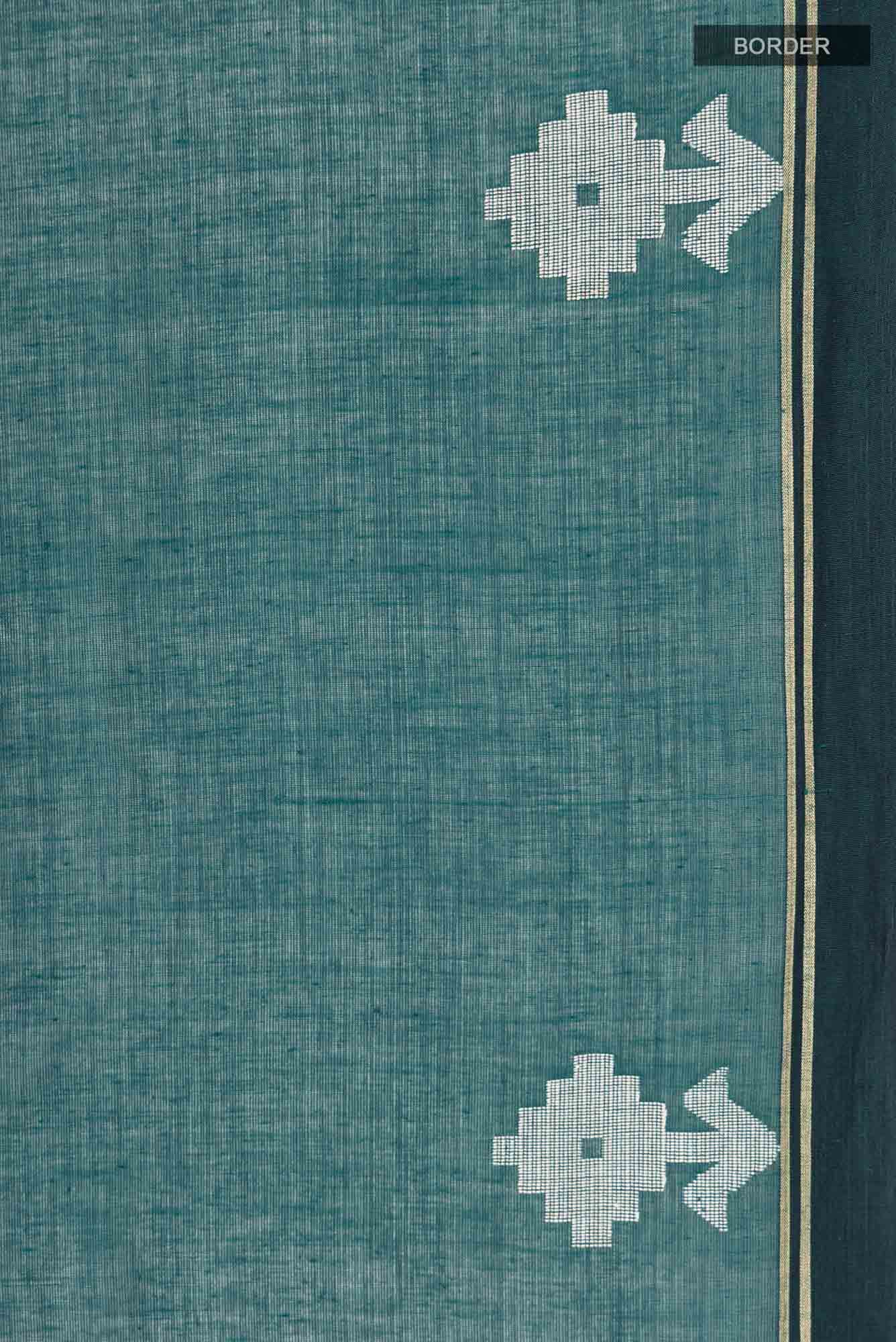 Anuradha-Bluish Green Bengal Cotton saree