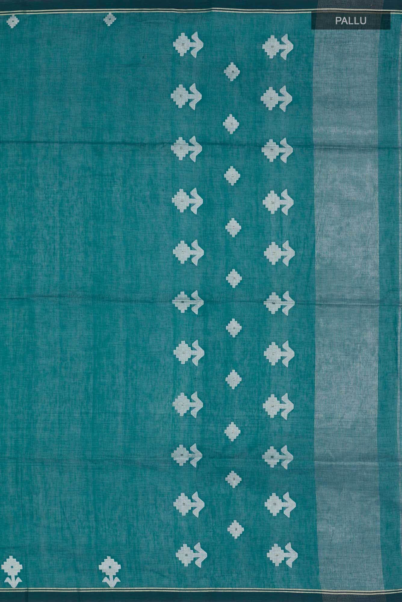 Anuradha-Bluish Green Bengal Cotton saree